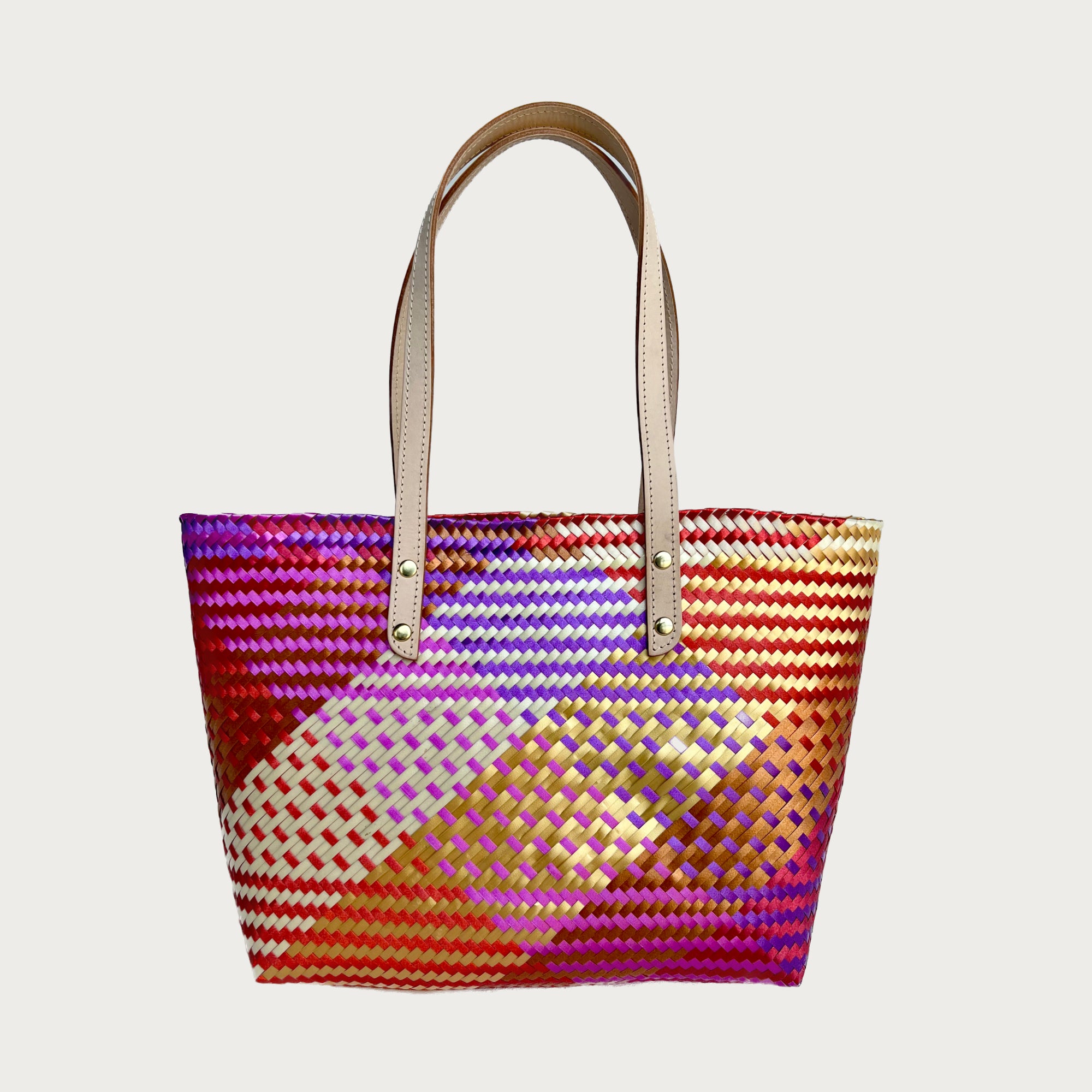 Ana Woven Leather & Plastic Tote Bag - OAK & ELK