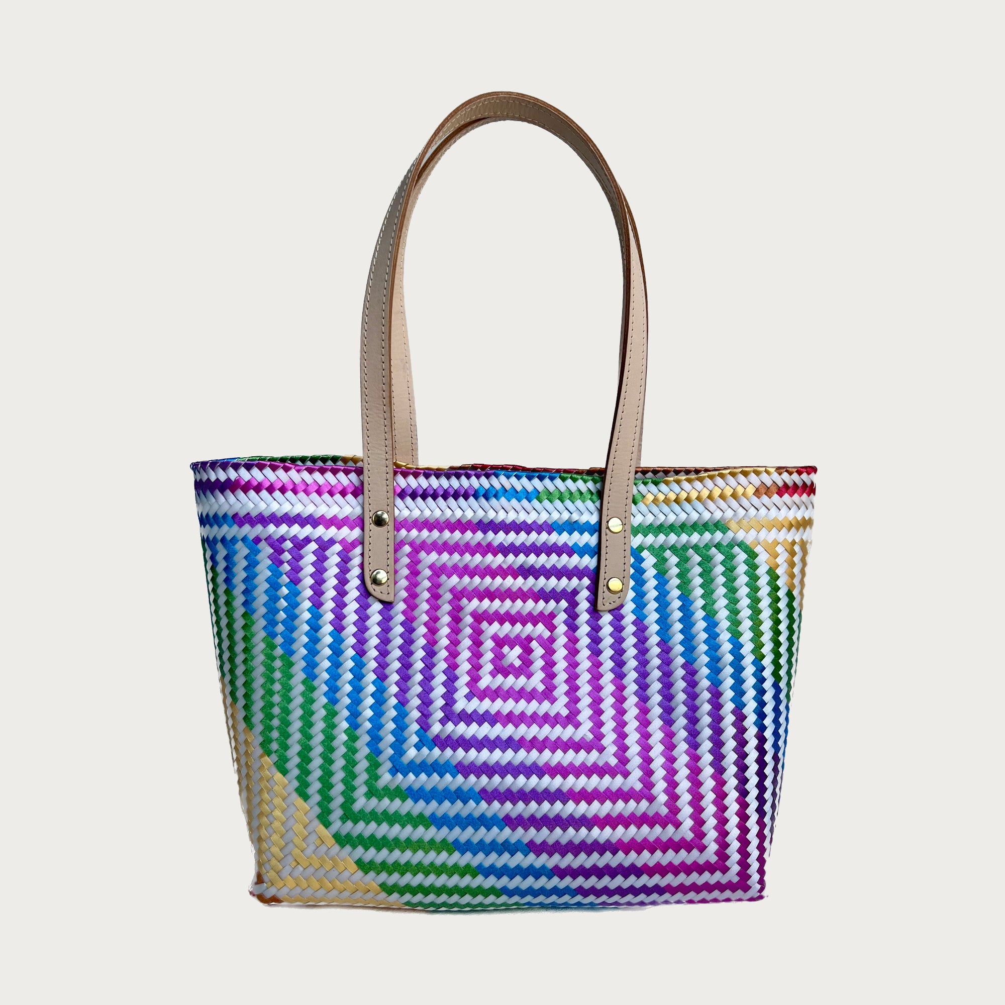 Ana Woven Leather & Plastic Tote Bag - OAK & ELK