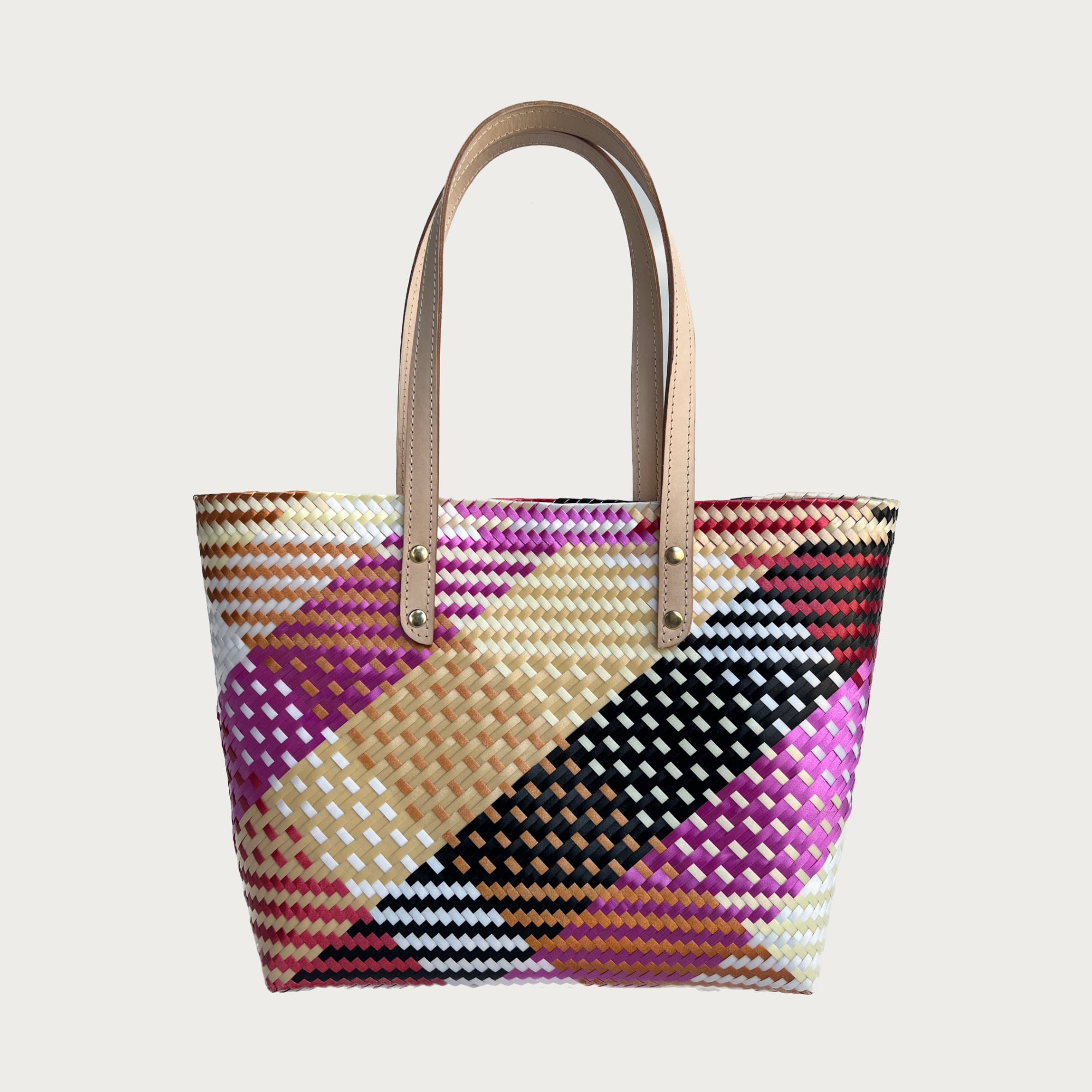 Ana Woven Leather & Plastic Tote Bag - OAK & ELK