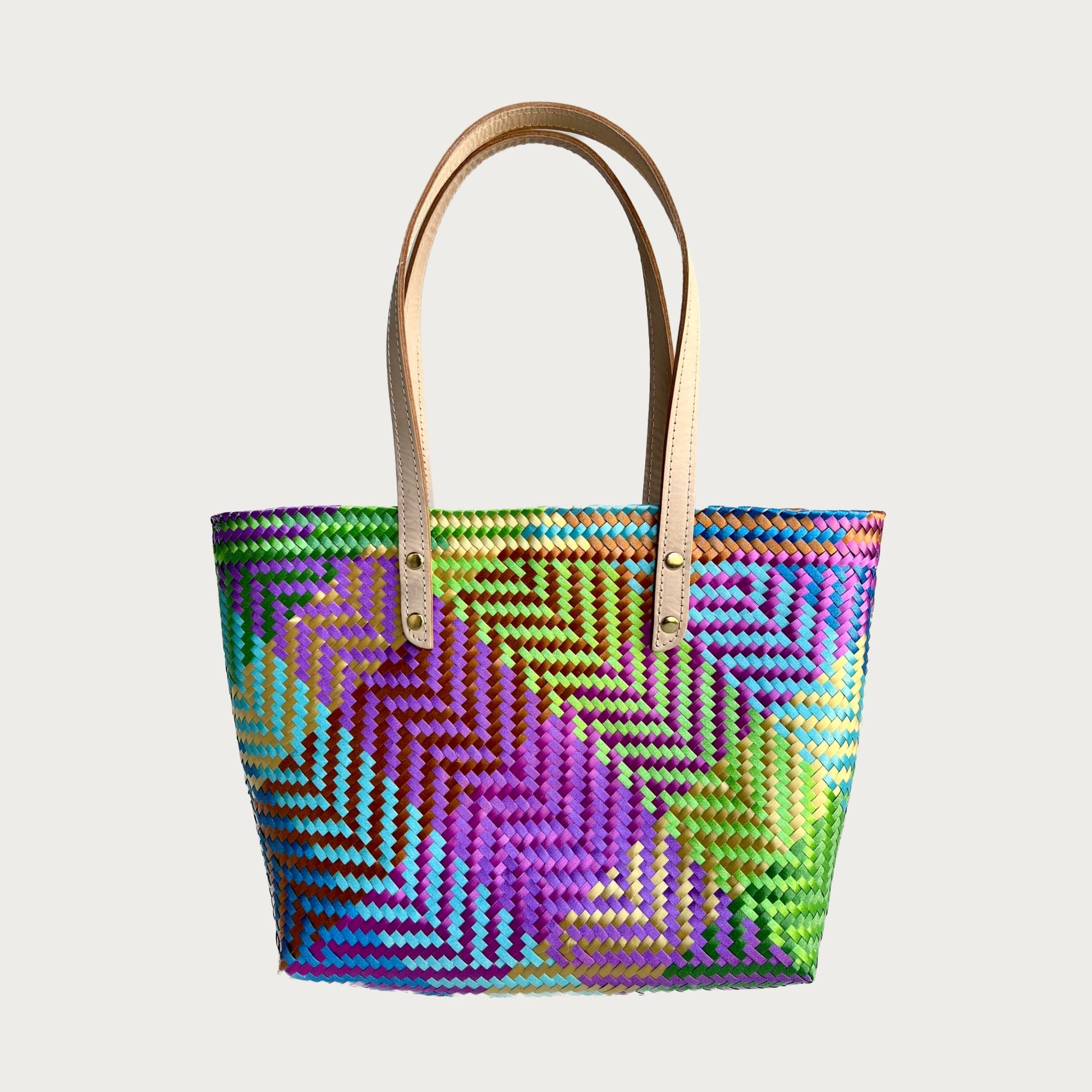 Ana Woven Leather & Plastic Tote Bag - OAK & ELK