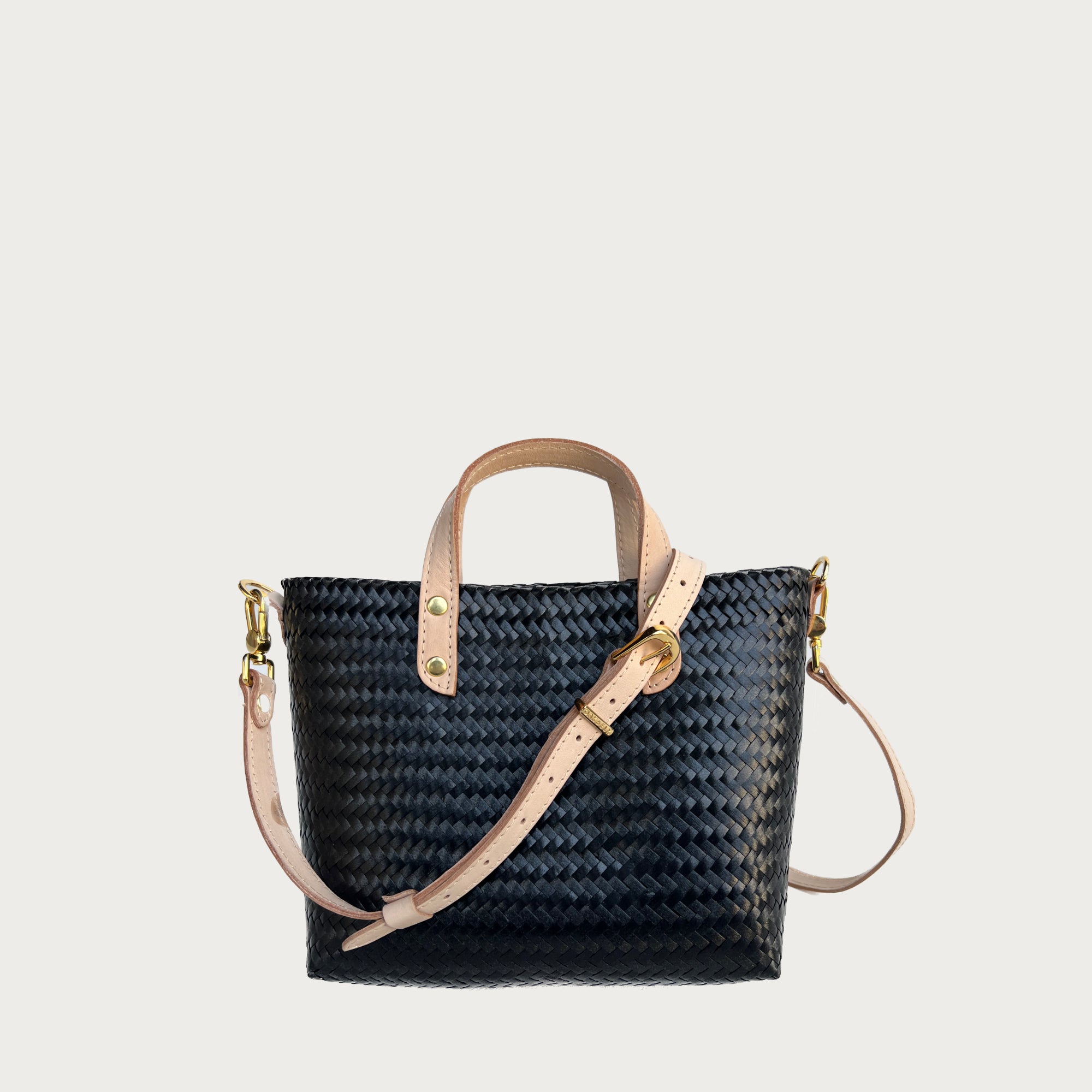 Ana Woven Leather & Plastic Crossbody Bag - OAK & ELK