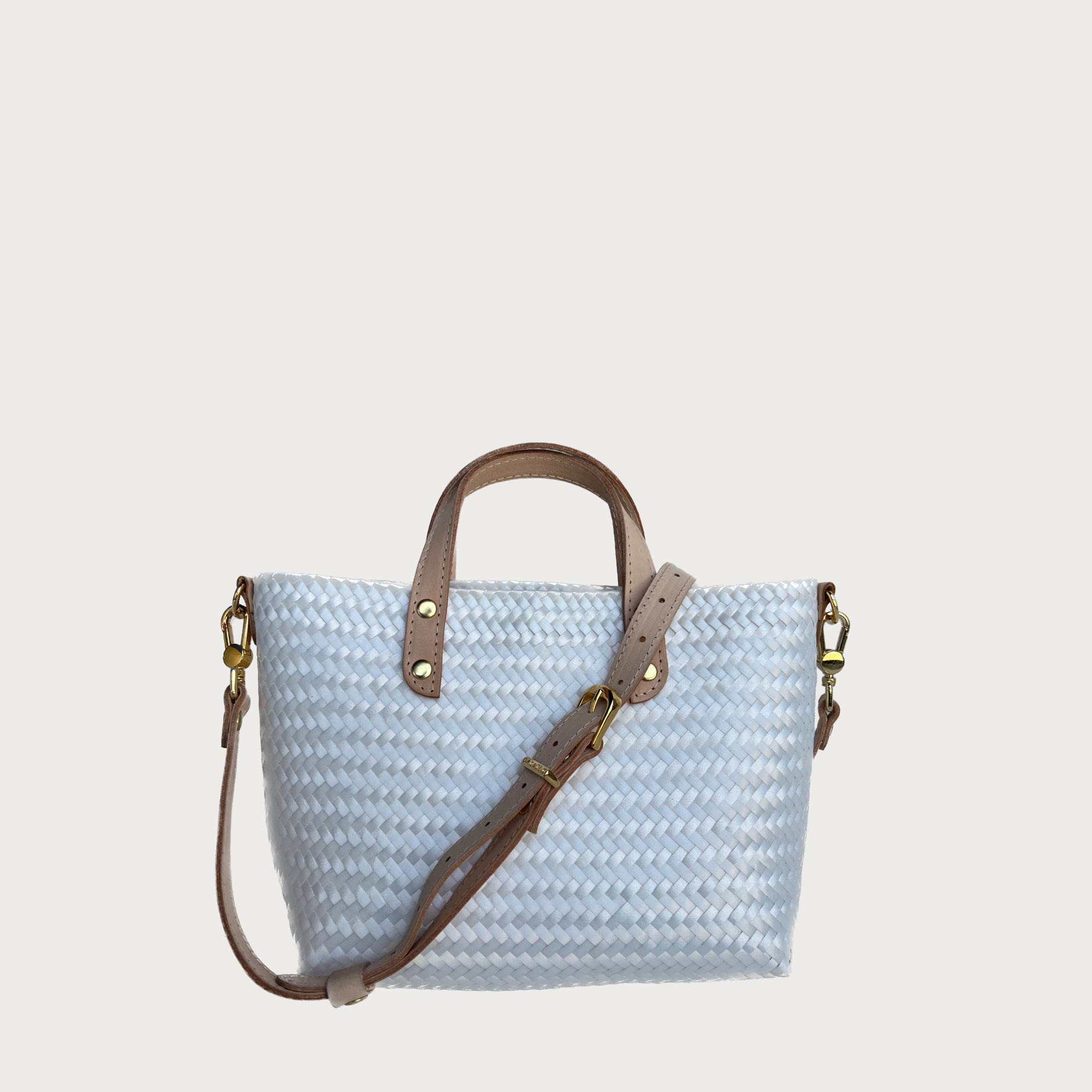 Ana Woven Leather & Plastic Crossbody Bag - OAK & ELK
