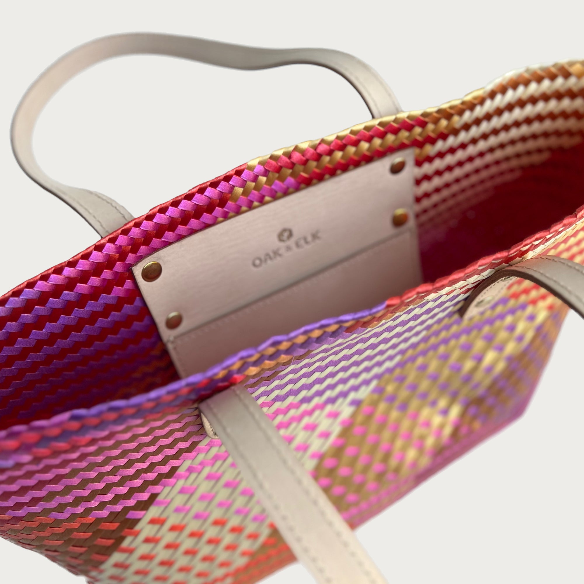 Ana Woven Leather & Plastic Tote Bag - OAK & ELK