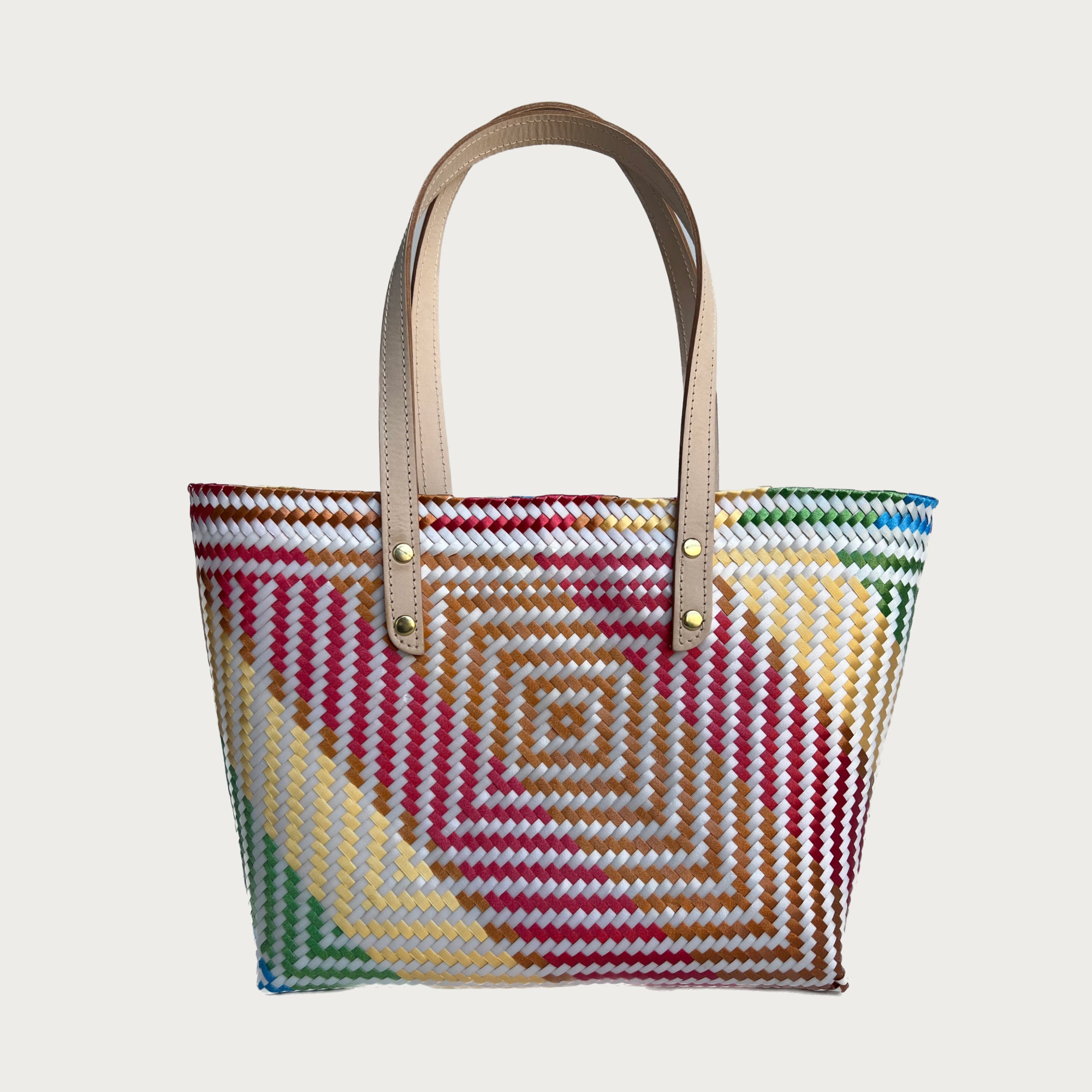 Ana Woven Leather & Plastic Tote Bag - OAK & ELK