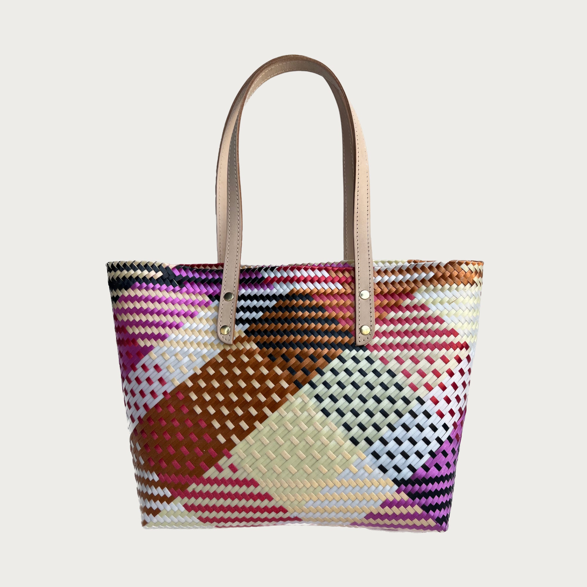 Ana Woven Leather & Plastic Tote Bag - OAK & ELK