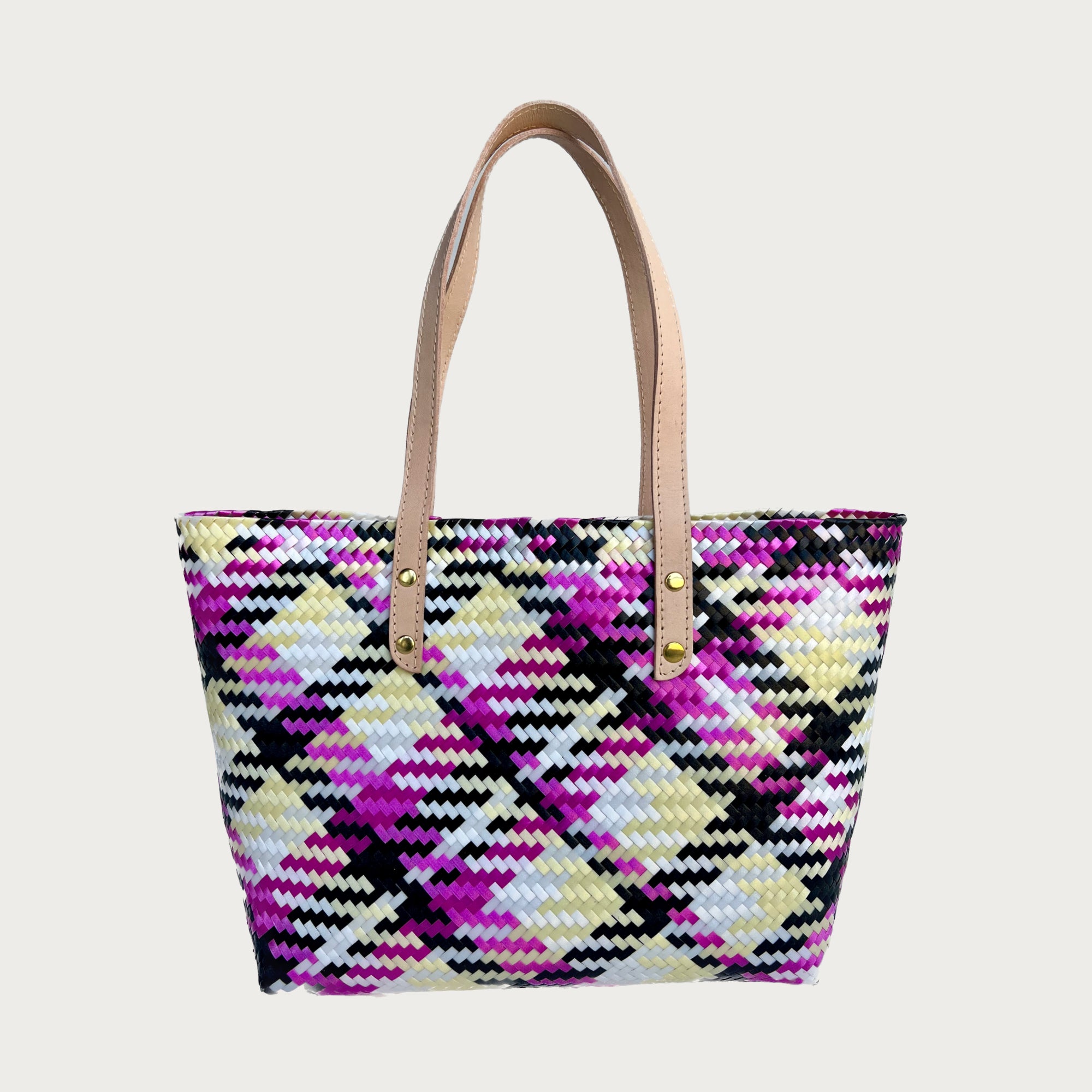 Ana Woven Leather & Plastic Tote Bag - OAK & ELK