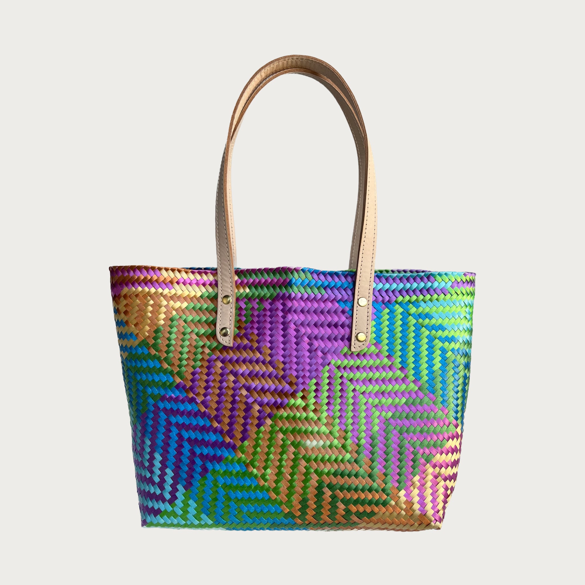 Ana Woven Leather & Plastic Tote Bag - OAK & ELK