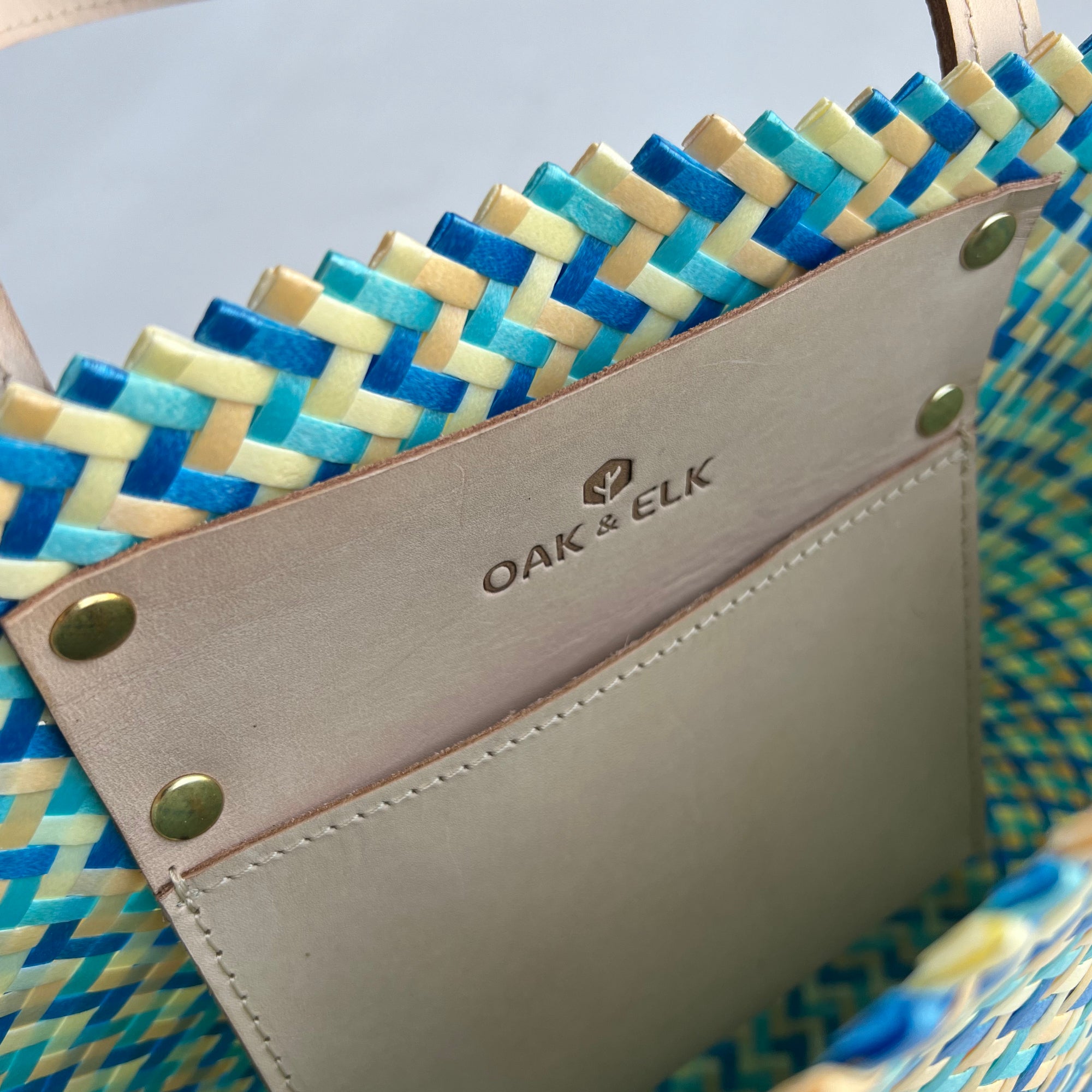 Ana Woven Leather & Plastic Tote Bag - OAK & ELK