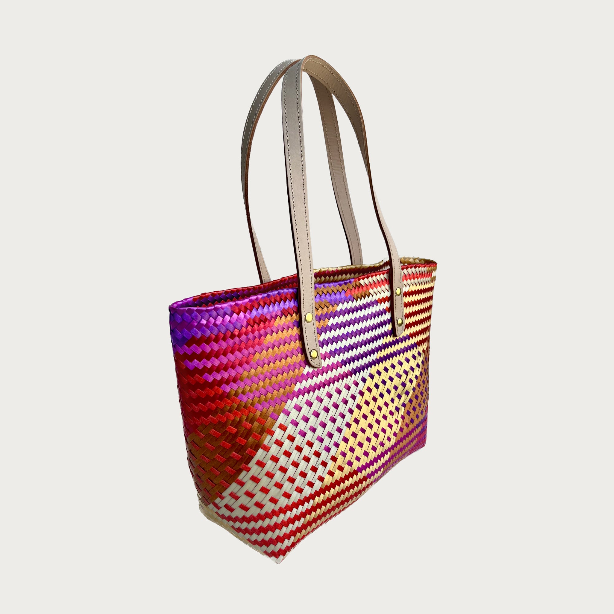 Ana Woven Leather & Plastic Tote Bag - OAK & ELK