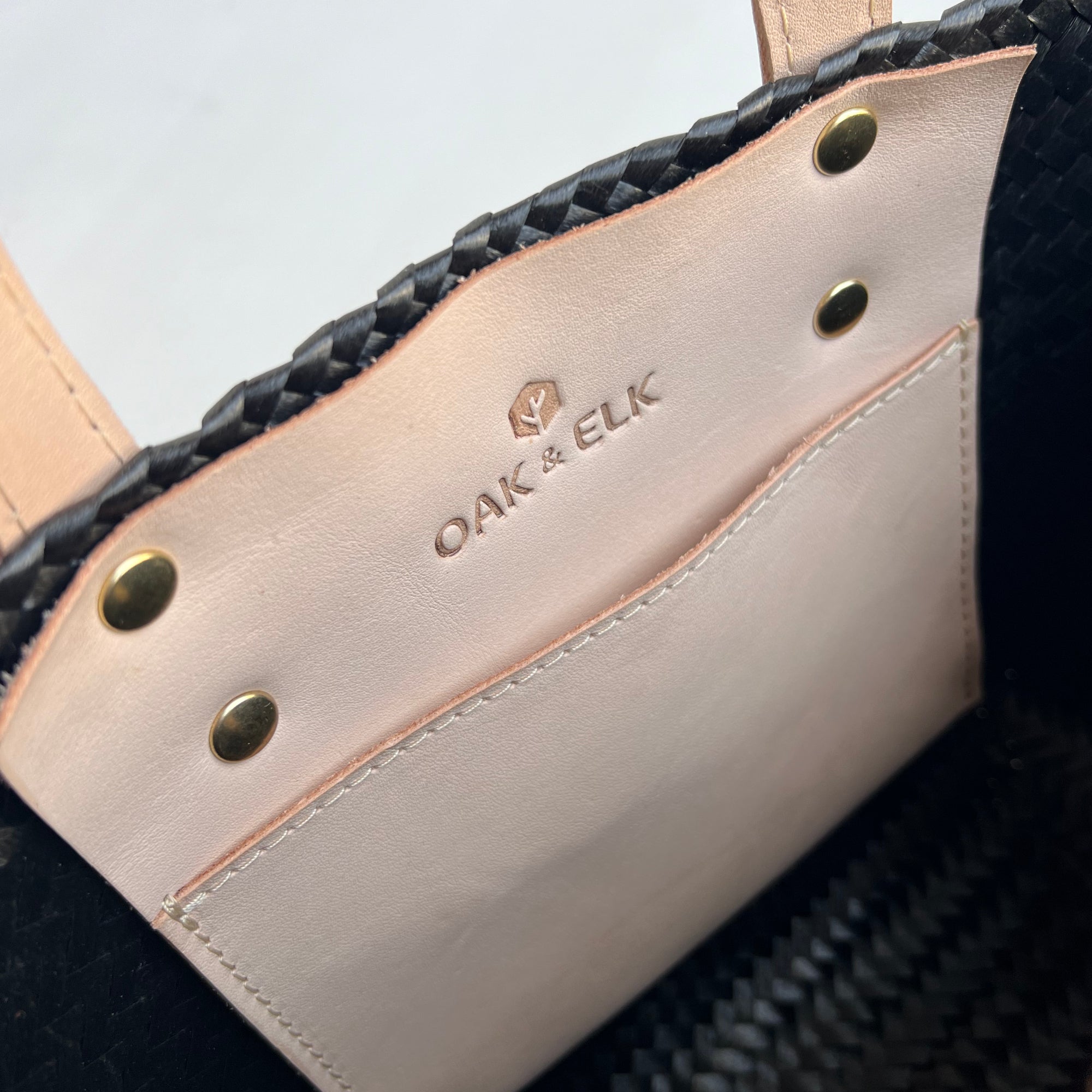 Ana Woven Leather & Plastic Crossbody Bag - OAK & ELK