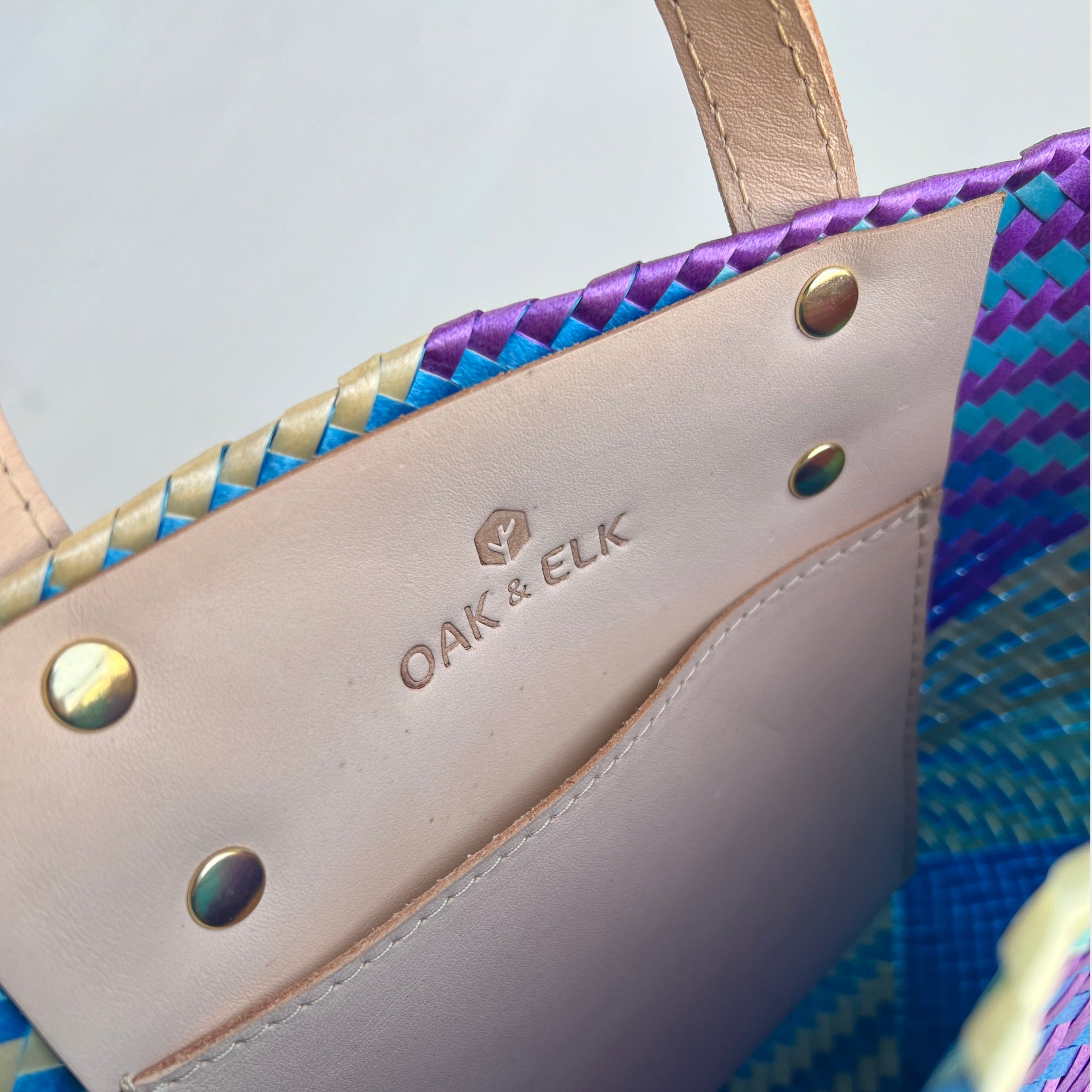 Ana Woven Leather & Plastic Crossbody Bag - OAK & ELK