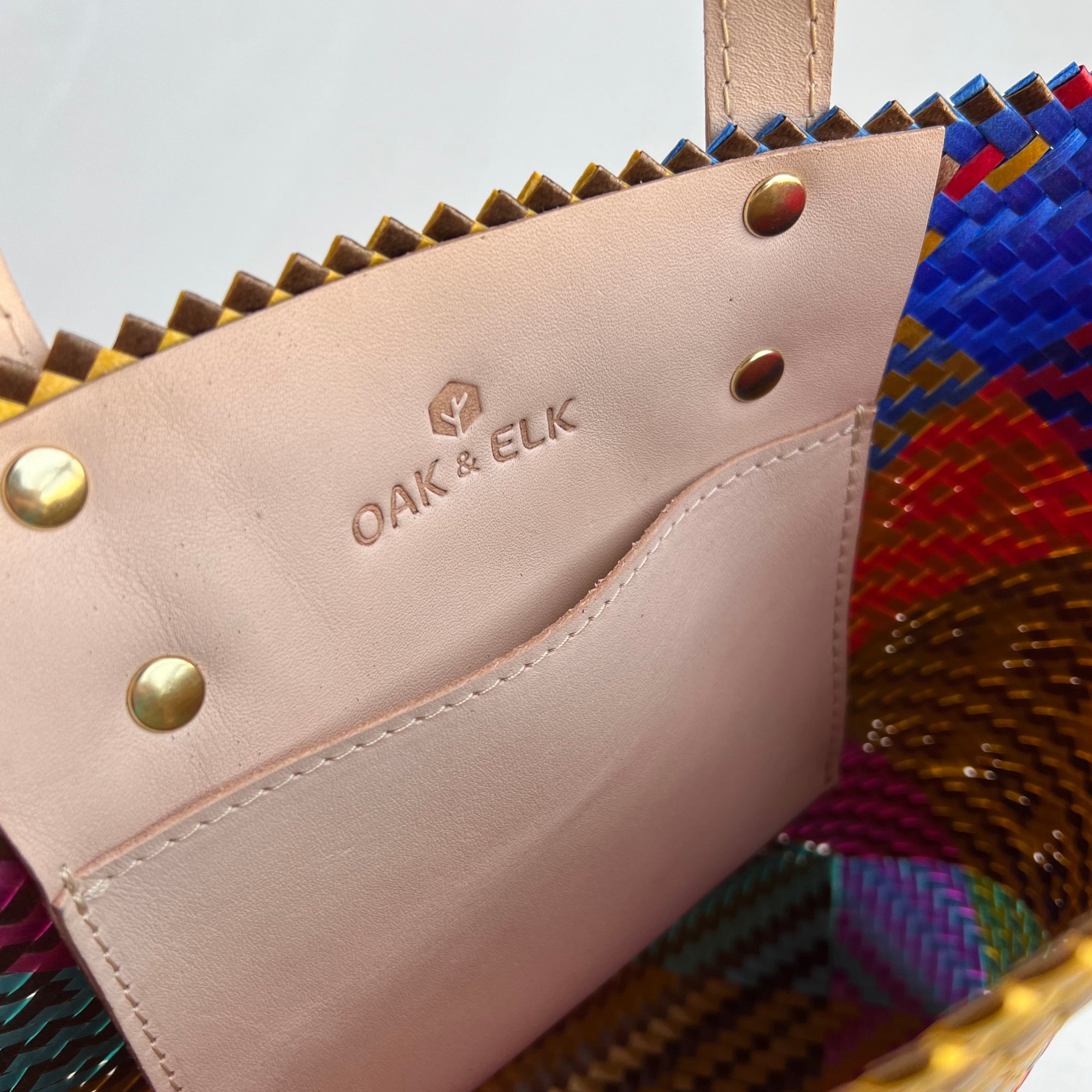 Ana Woven Leather & Plastic Crossbody Bag - OAK & ELK