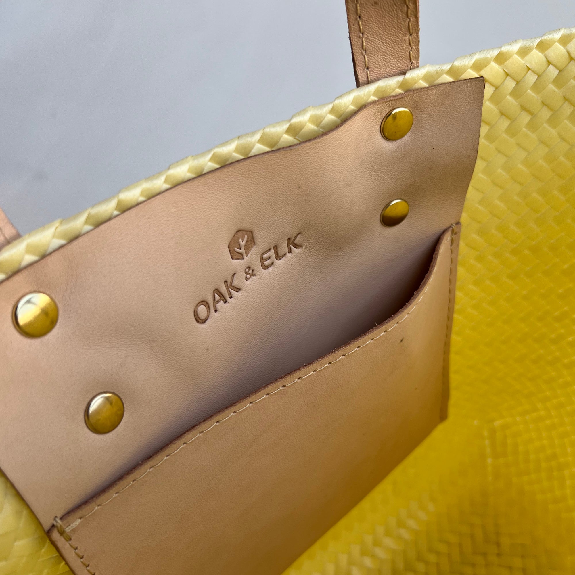 Ana Woven Leather & Plastic Crossbody Bag - OAK & ELK