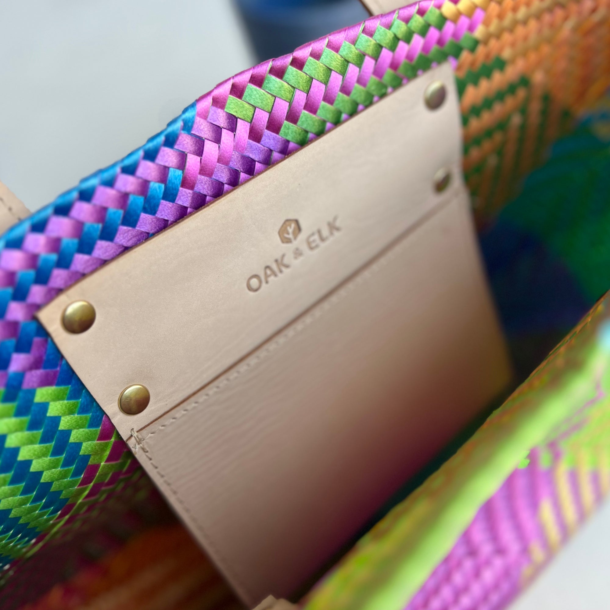 Ana Woven Leather & Plastic Tote Bag - OAK & ELK