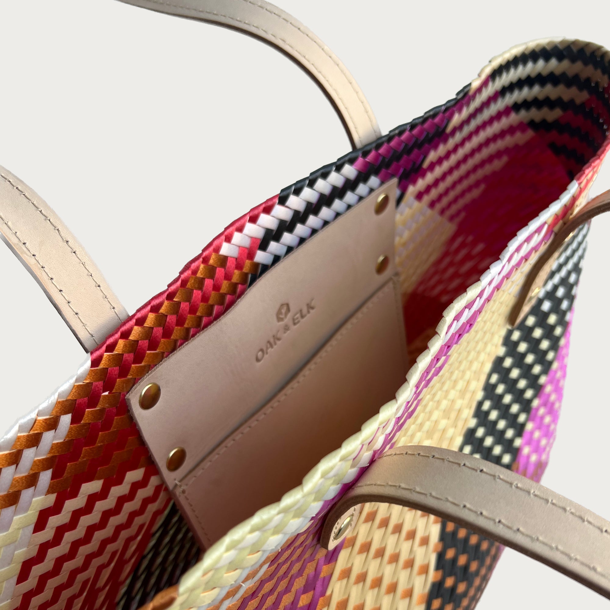 Ana Woven Leather & Plastic Tote Bag - OAK & ELK