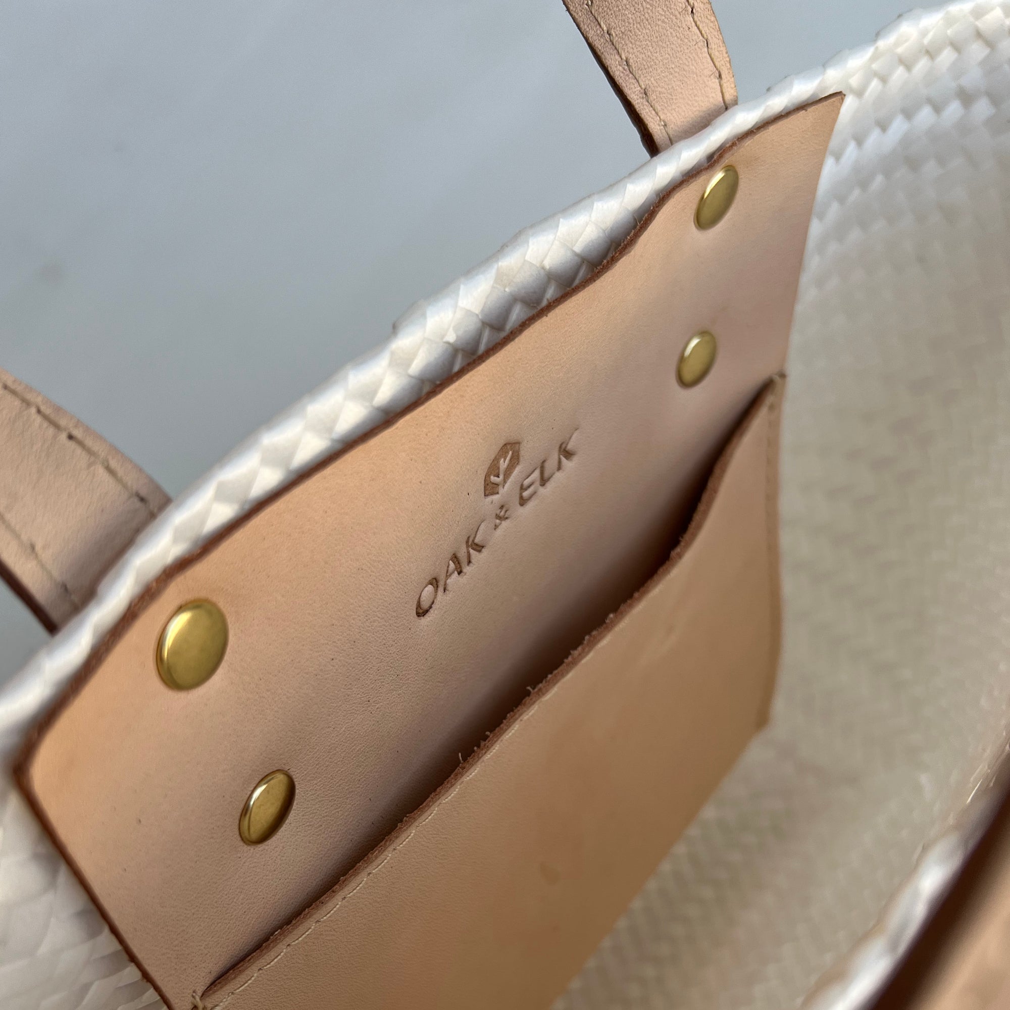 Ana Woven Leather & Plastic Crossbody Bag - OAK & ELK