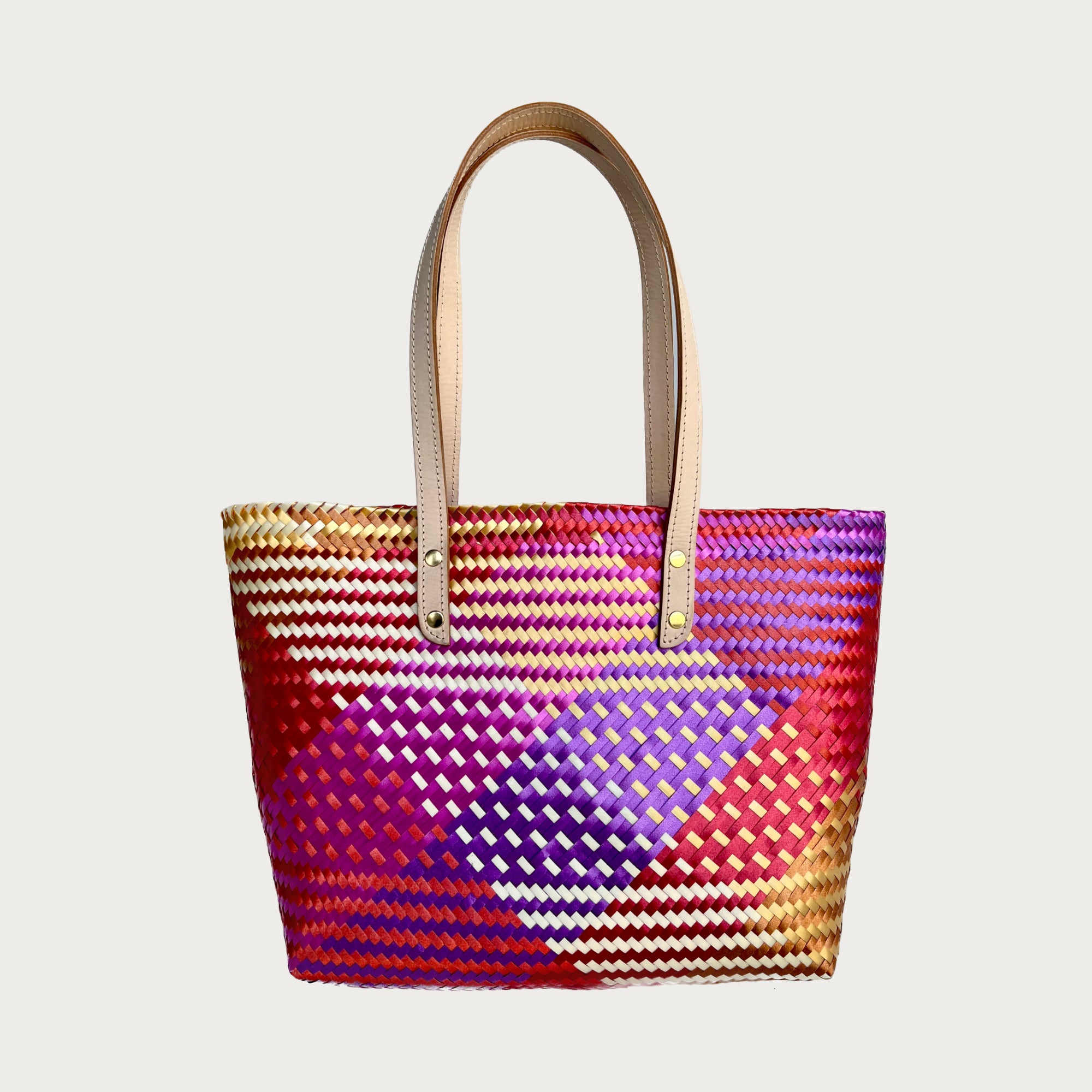 Ana Woven Leather & Plastic Tote Bag - OAK & ELK
