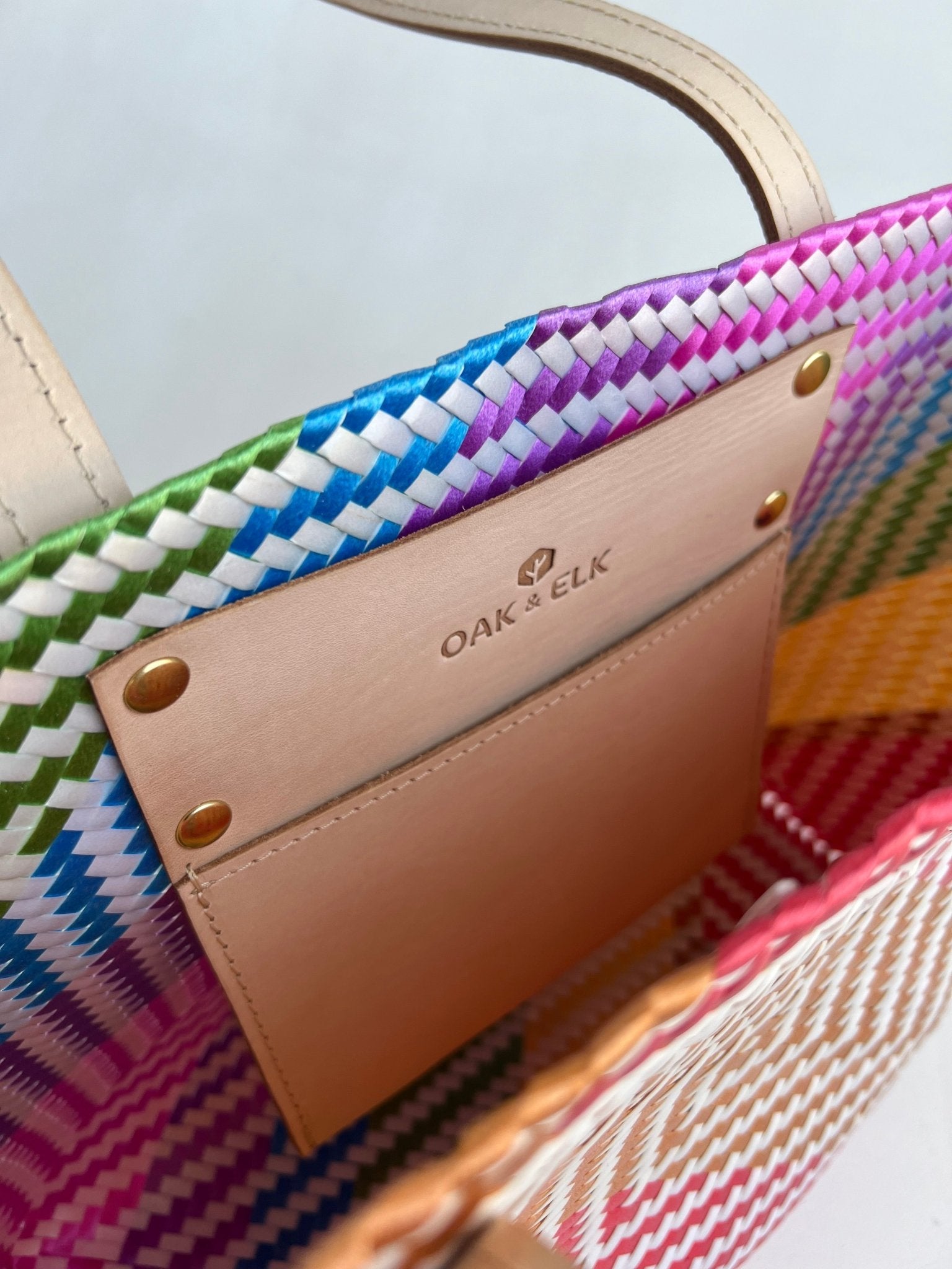 Ana Woven Leather & Plastic Tote Bag - OAK & ELK