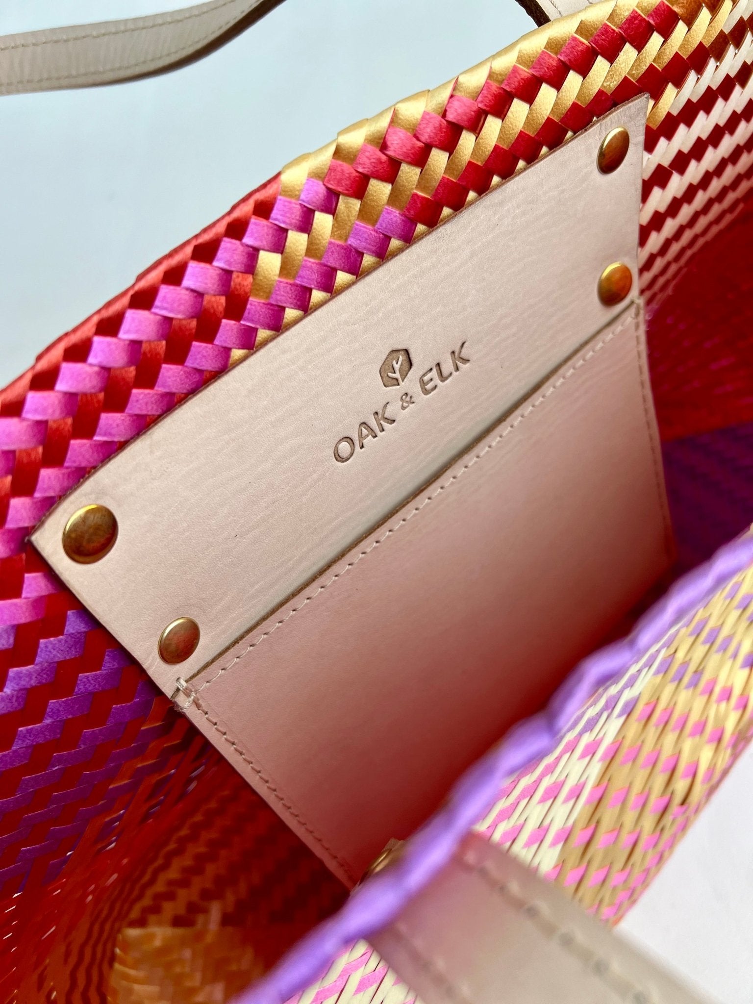 Ana Woven Leather & Plastic Tote Bag - OAK & ELK