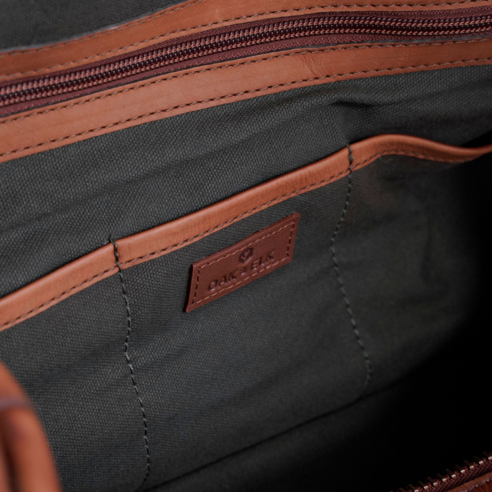 Brown leather duffel bag – Dakota Medium by OAK & ELK, handcrafted, durable, stylish ideal for short trips or weekend travel