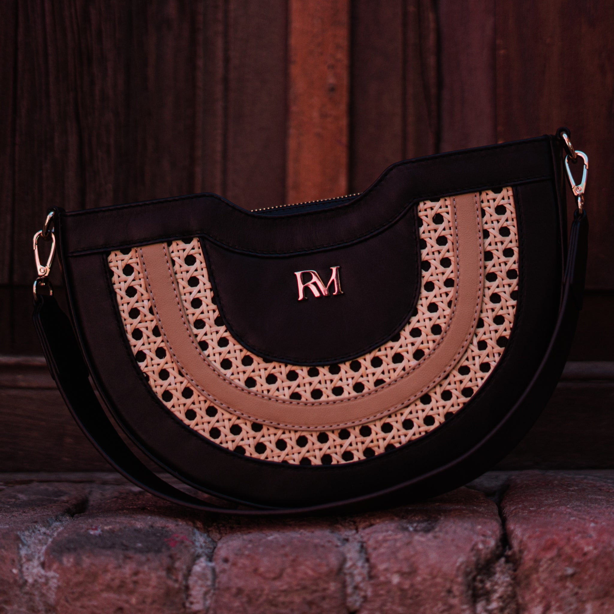 Dayami Half-Moon Crossbody Handbag – Cane & Leather - OAK & ELK