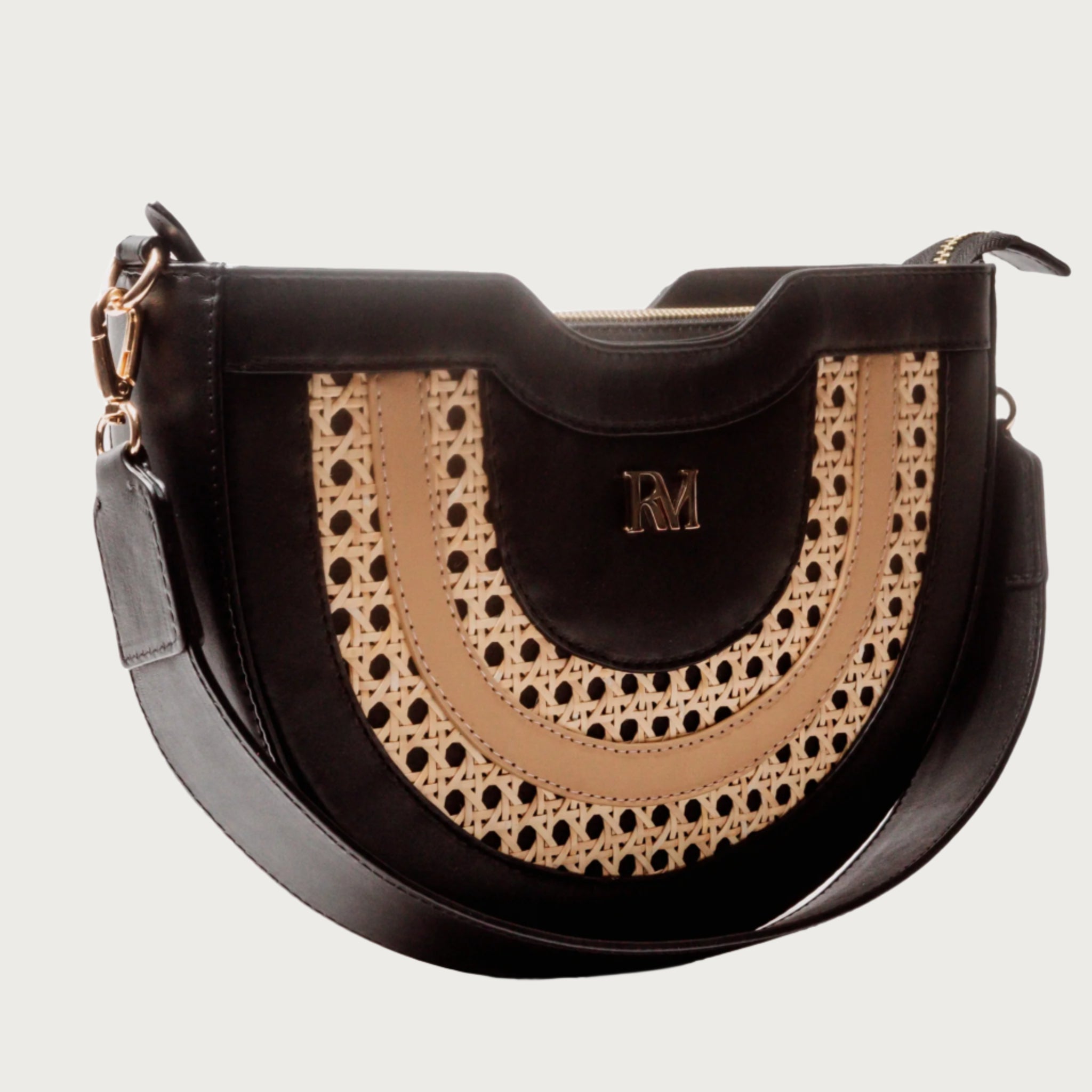 Dayami Half-Moon Crossbody Handbag – Cane & Leather - OAK & ELK