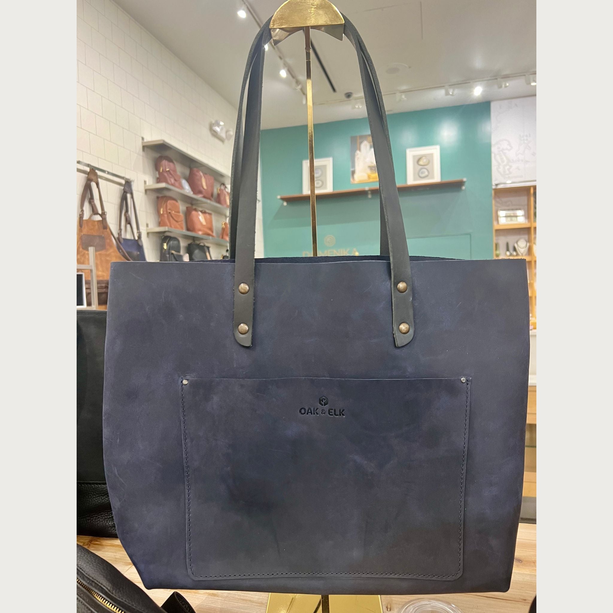 Full grain leather tote bag – Classic design by OAK & ELK, unlined, spacious, handmade and perfect for everyday use