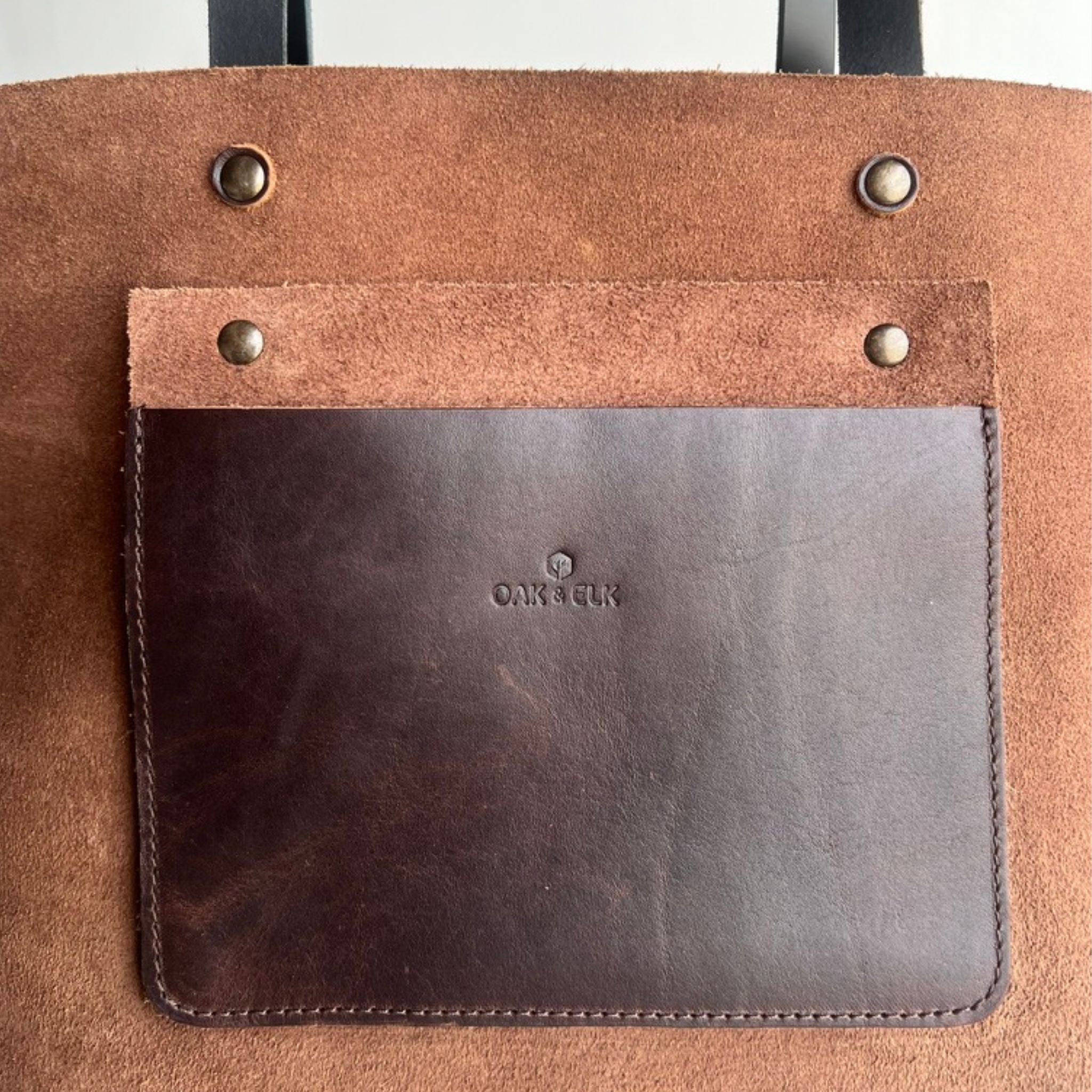 Full grain leather tote bag – Classic design by OAK & ELK, unlined, spacious, handmade and perfect for everyday use