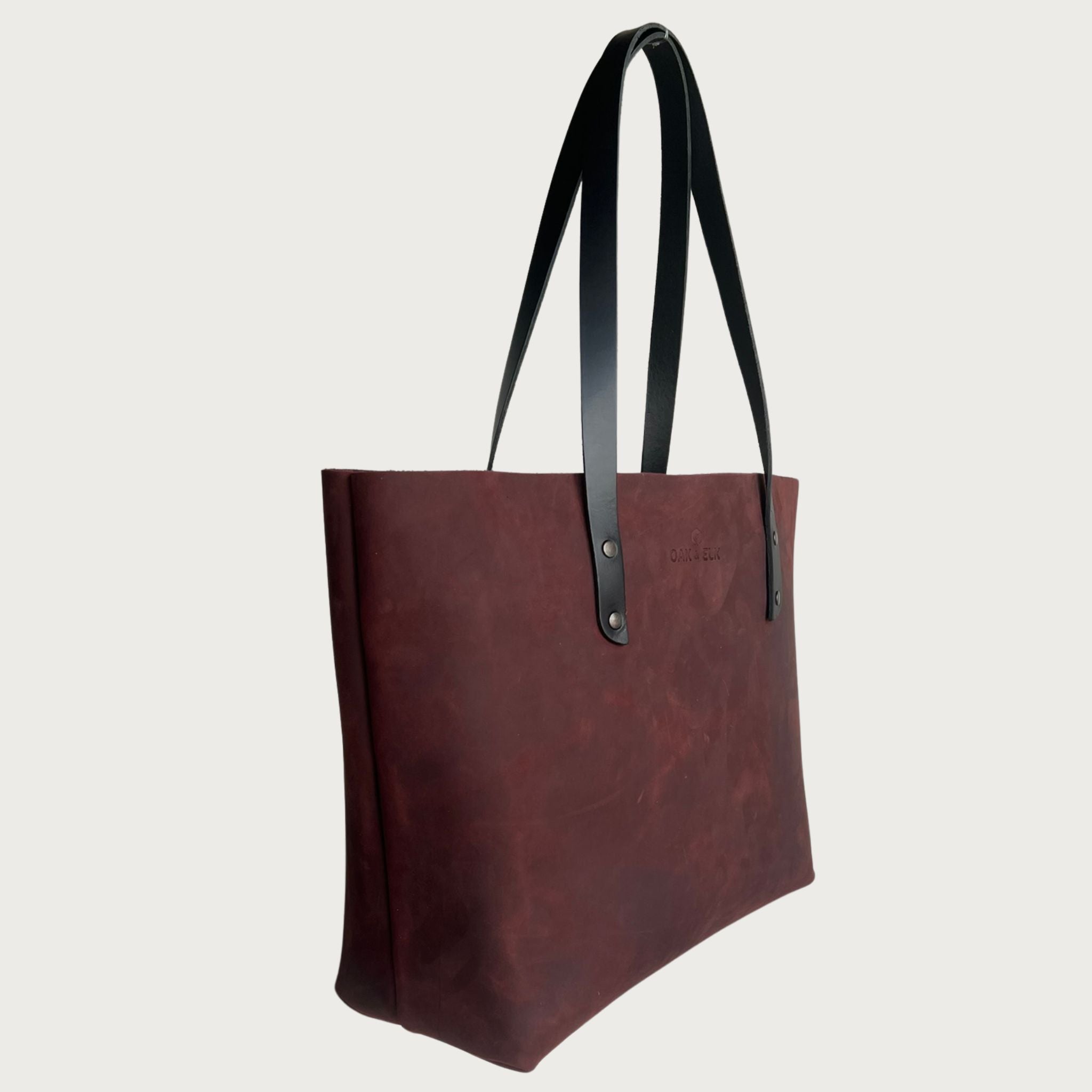 Full grain leather tote bag – Classic design by OAK & ELK, unlined, spacious, handmade and perfect for everyday use