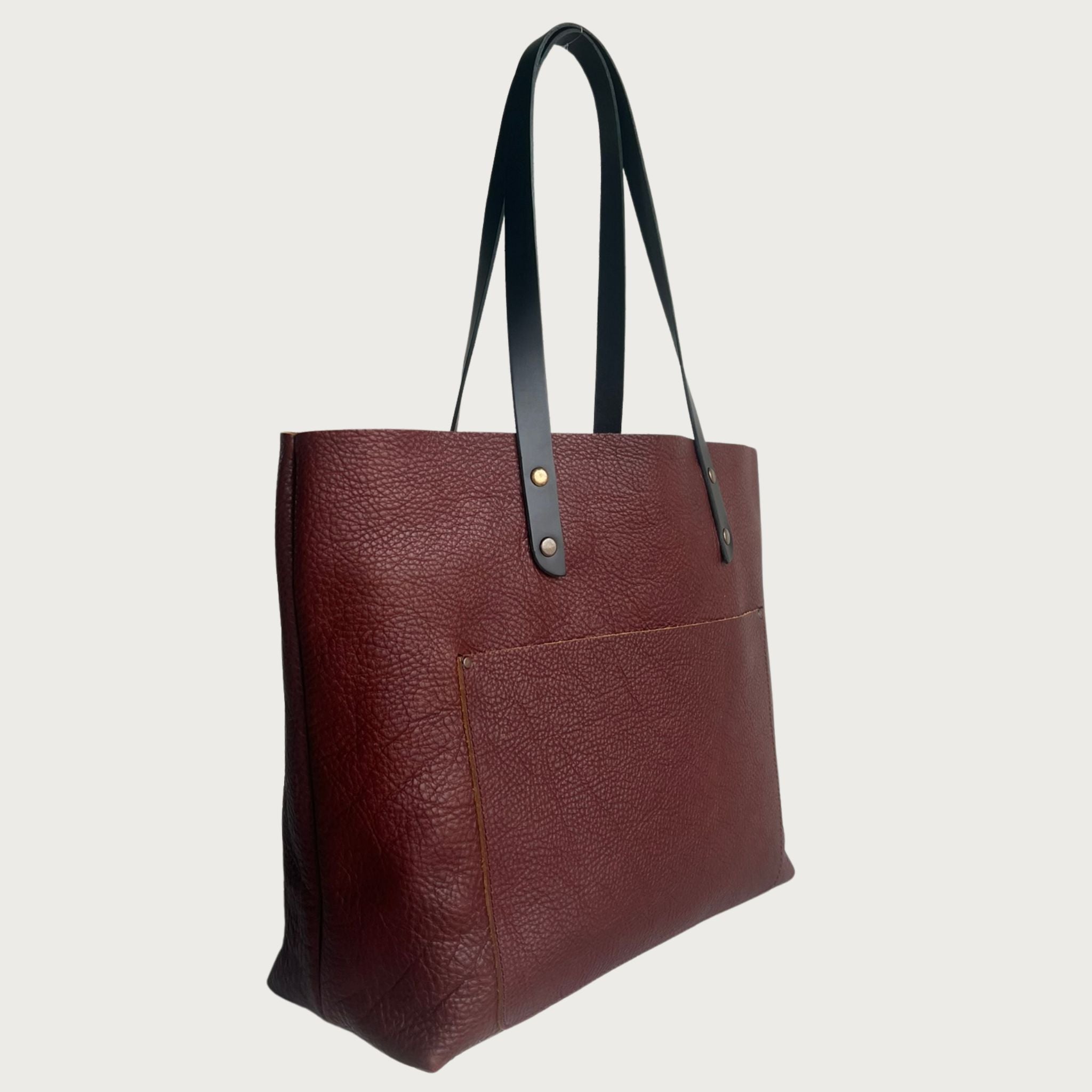 Full grain leather tote bag – Classic design by OAK & ELK, unlined, spacious, handmade and perfect for everyday use