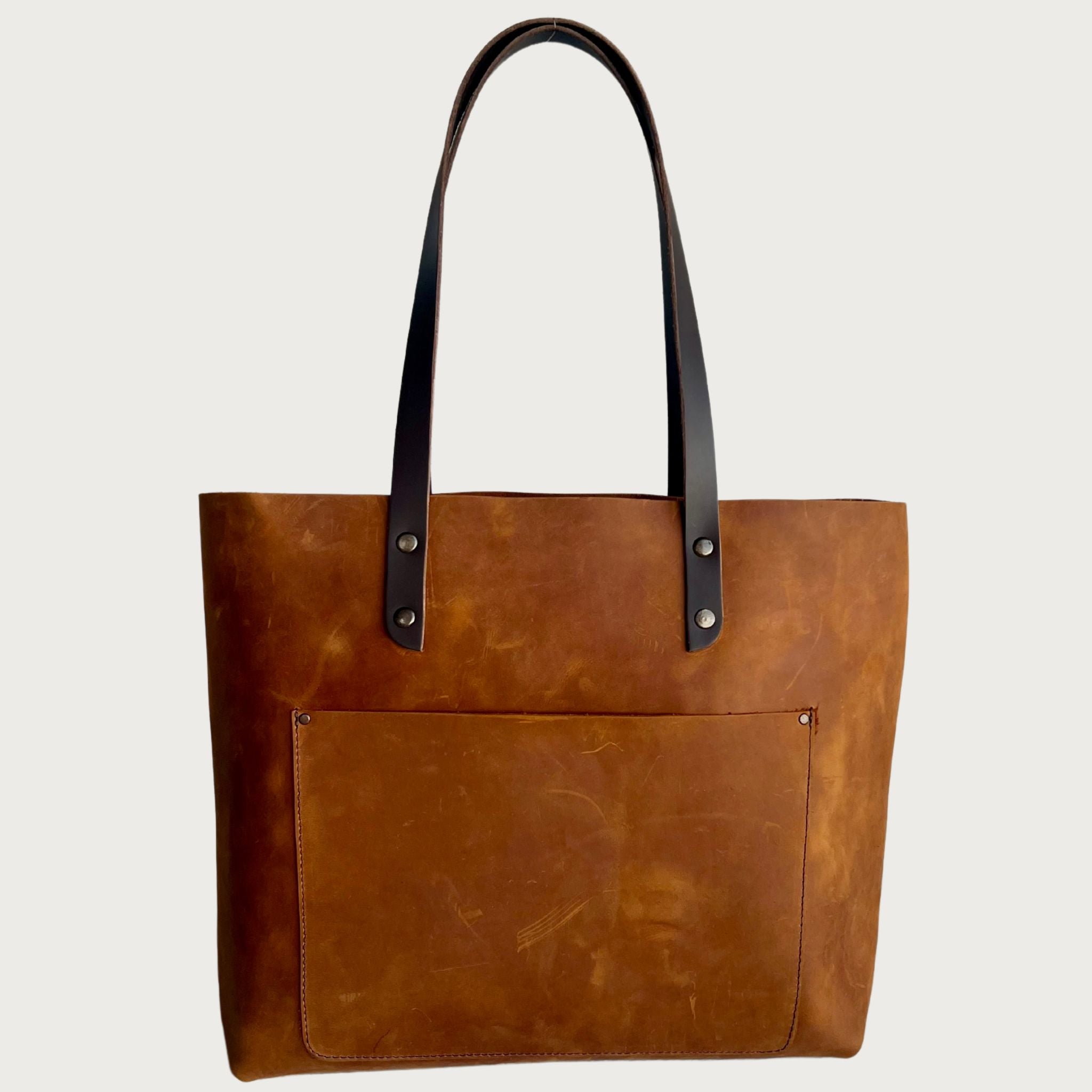 Full grain leather tote bag – Classic design by OAK & ELK, unlined, spacious, handmade and perfect for everyday use