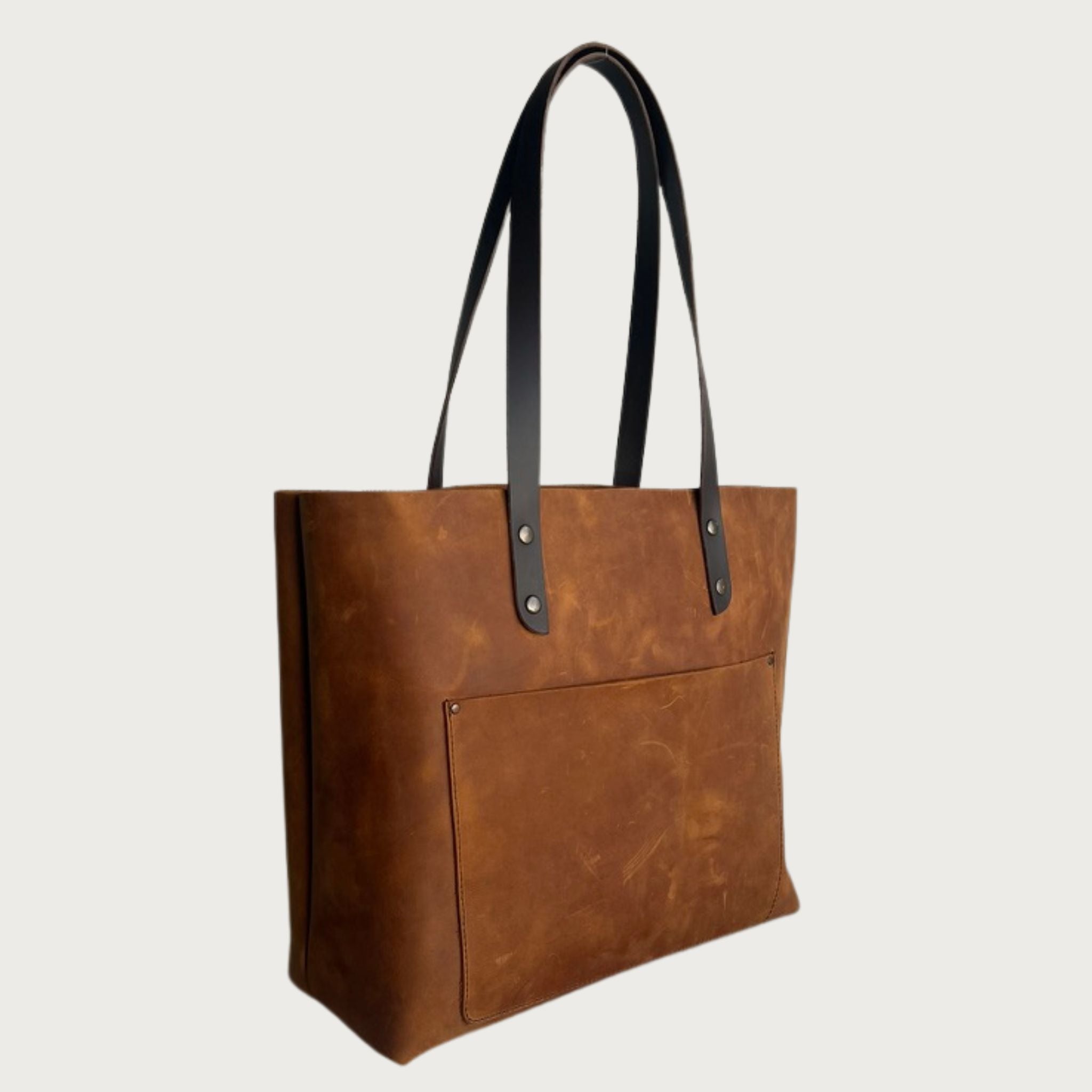 Full grain leather tote bag – Classic design by OAK & ELK, unlined, spacious, handmade and perfect for everyday use