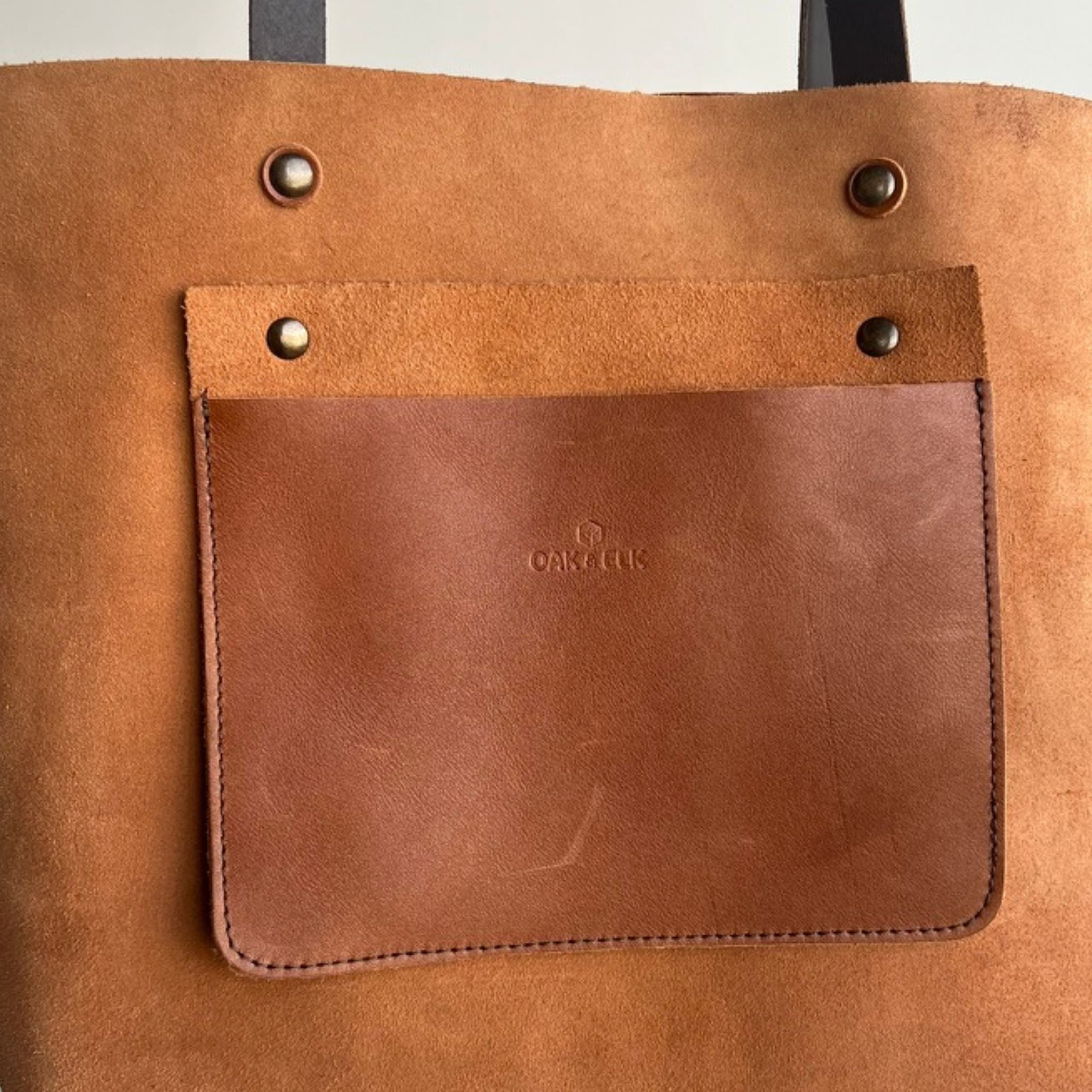 Full grain leather tote bag – Classic design by OAK & ELK, unlined, spacious, handmade and perfect for everyday use