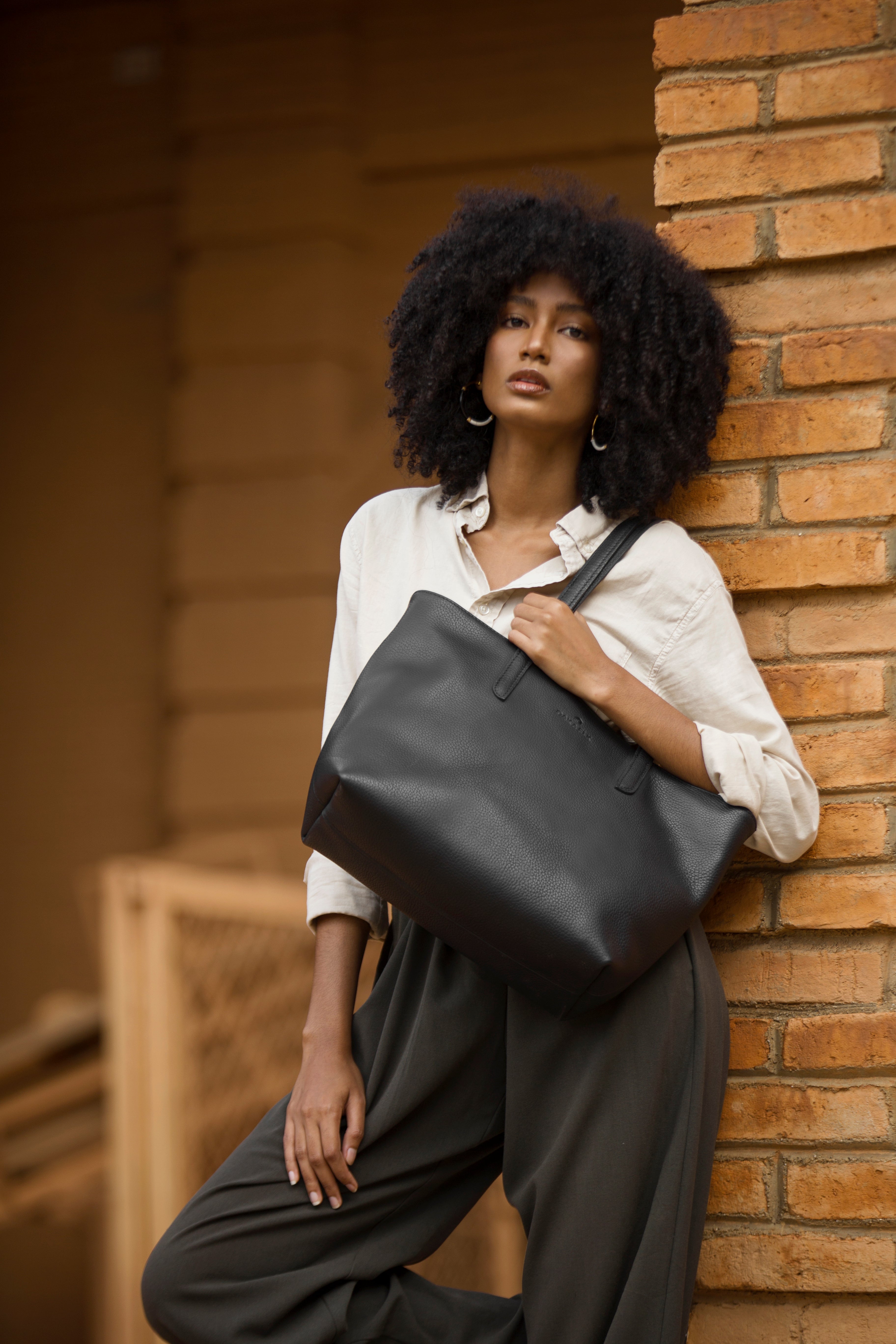 Black Leather Tote Oak & Elk