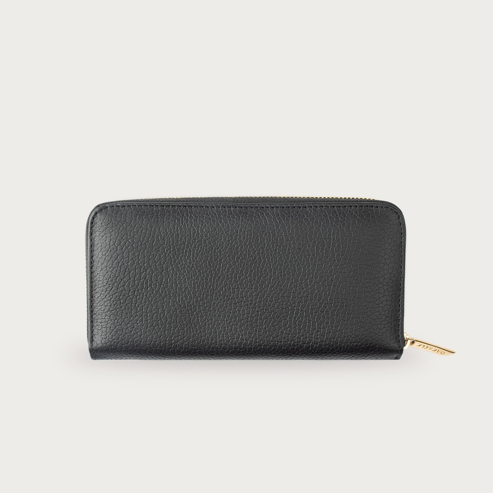 Large leather wallet with zipper closure and card slots — perfect for essentials and everyday carry.
