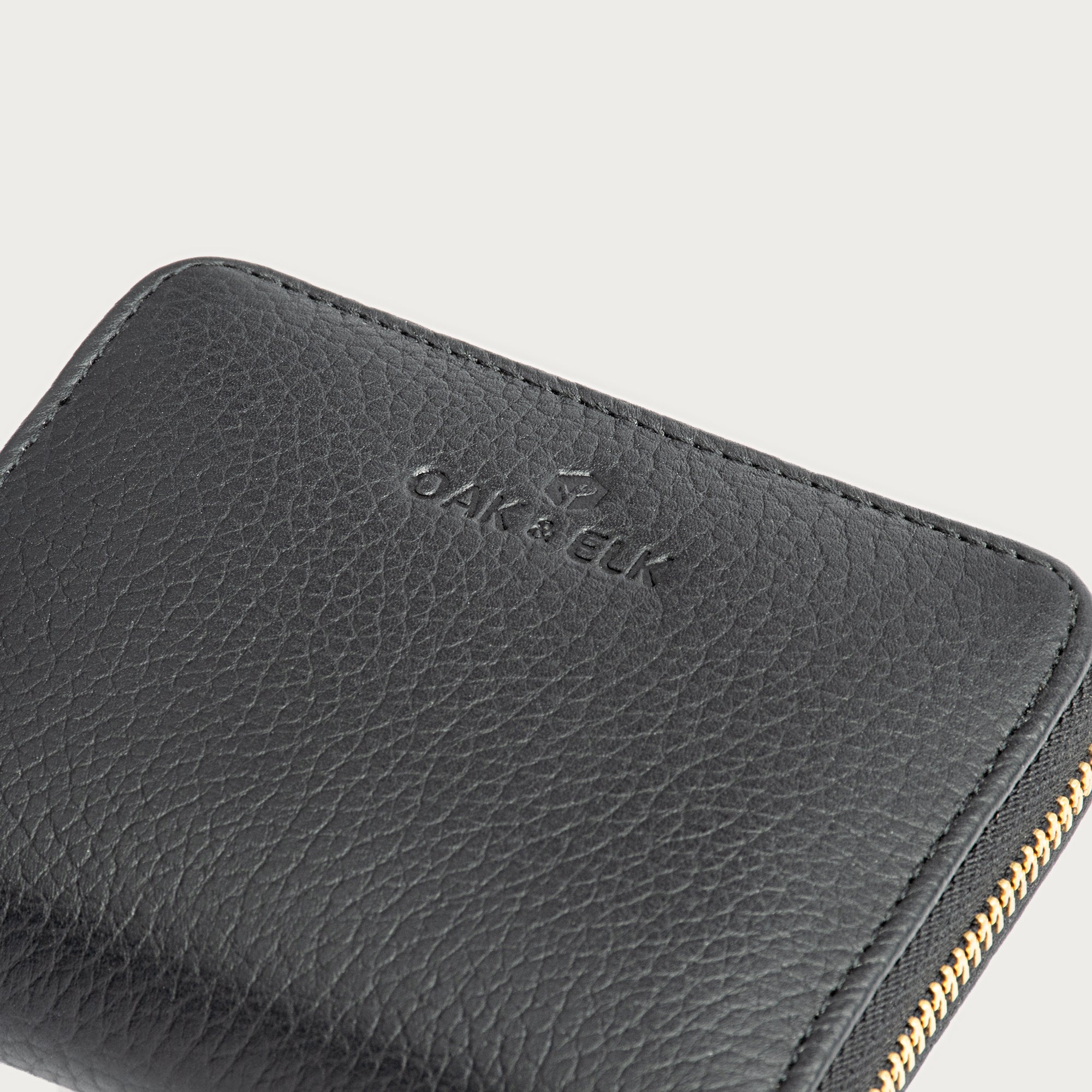 Compact leather wallet with zipper closure and card slots — perfect for essentials and everyday carry.