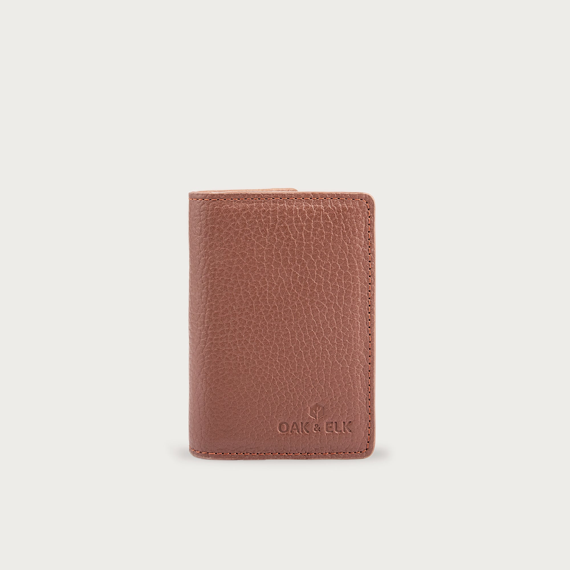 Slim leather pocket organizer with card slots and central pocket — ideal for minimalist everyday carry. OAK & ELK.