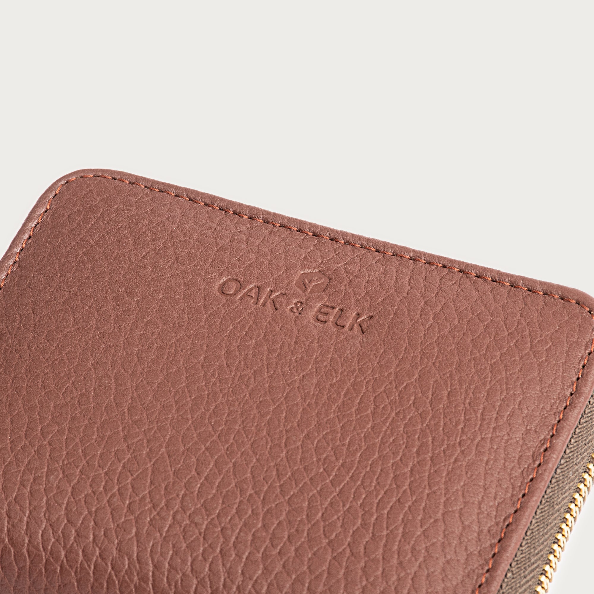 Compact leather wallet with zipper closure and card slots — perfect for essentials and everyday carry.