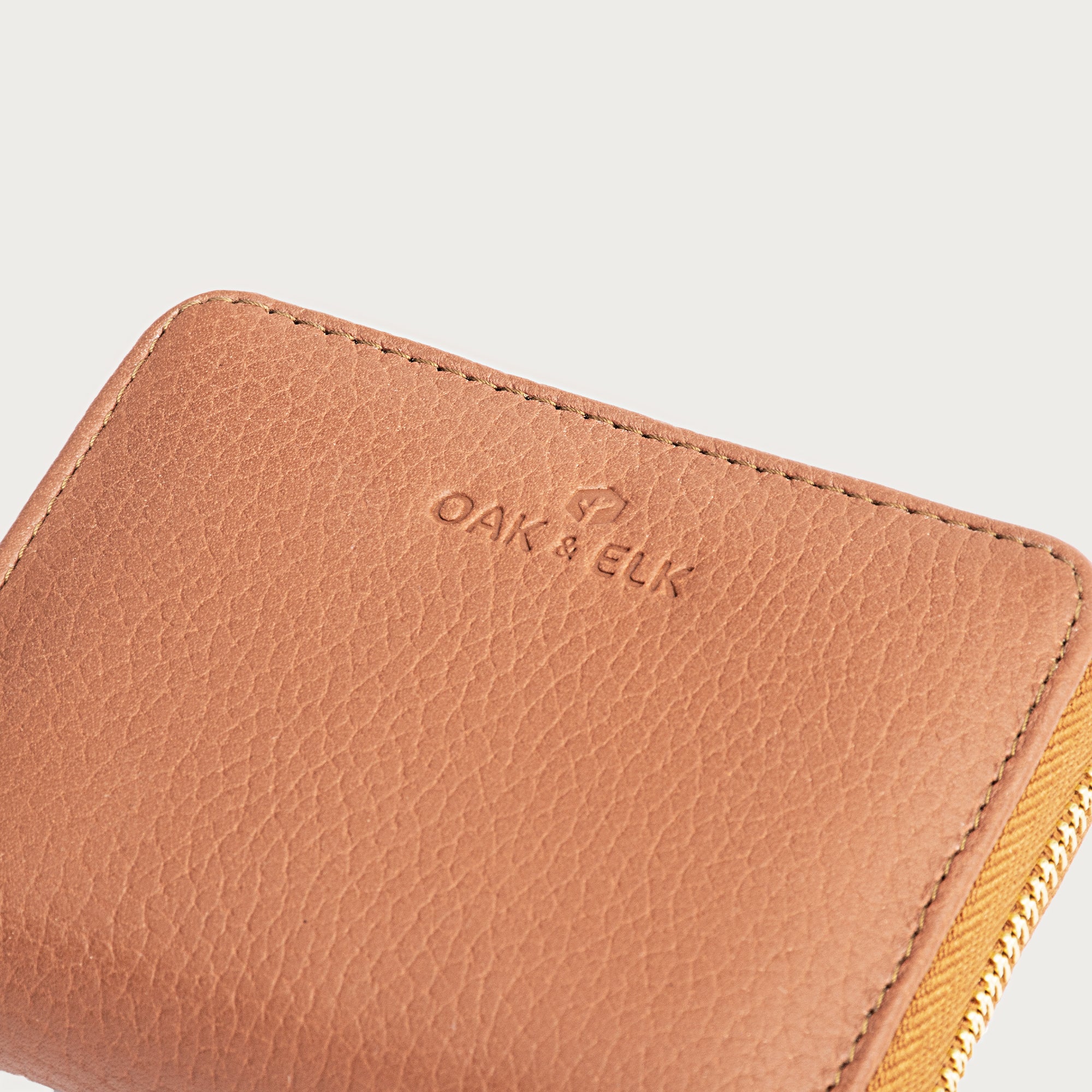 Compact leather wallet with zipper closure and card slots — perfect for essentials and everyday carry.