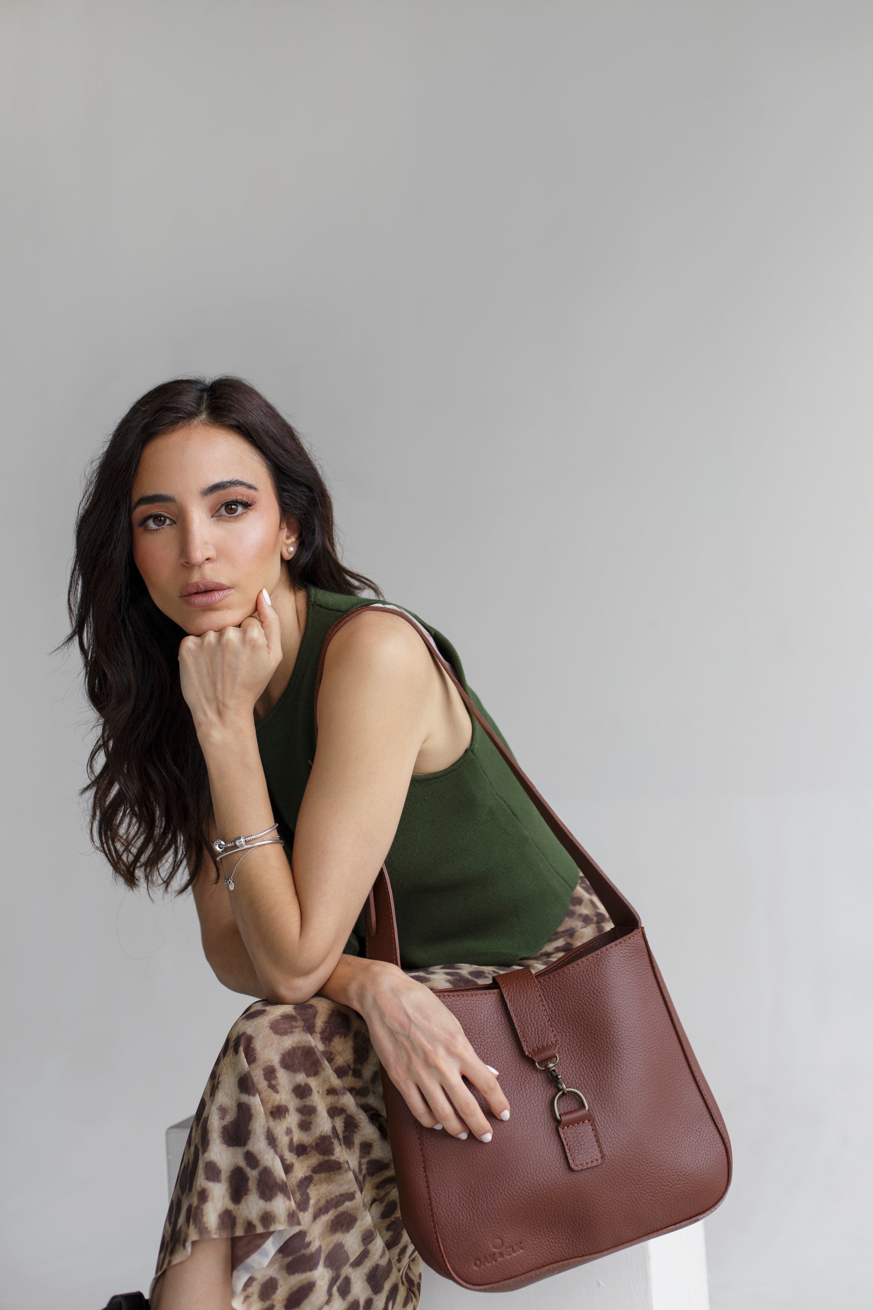 Leather Shoulder Bag, adjustable strap by OAK & ELK