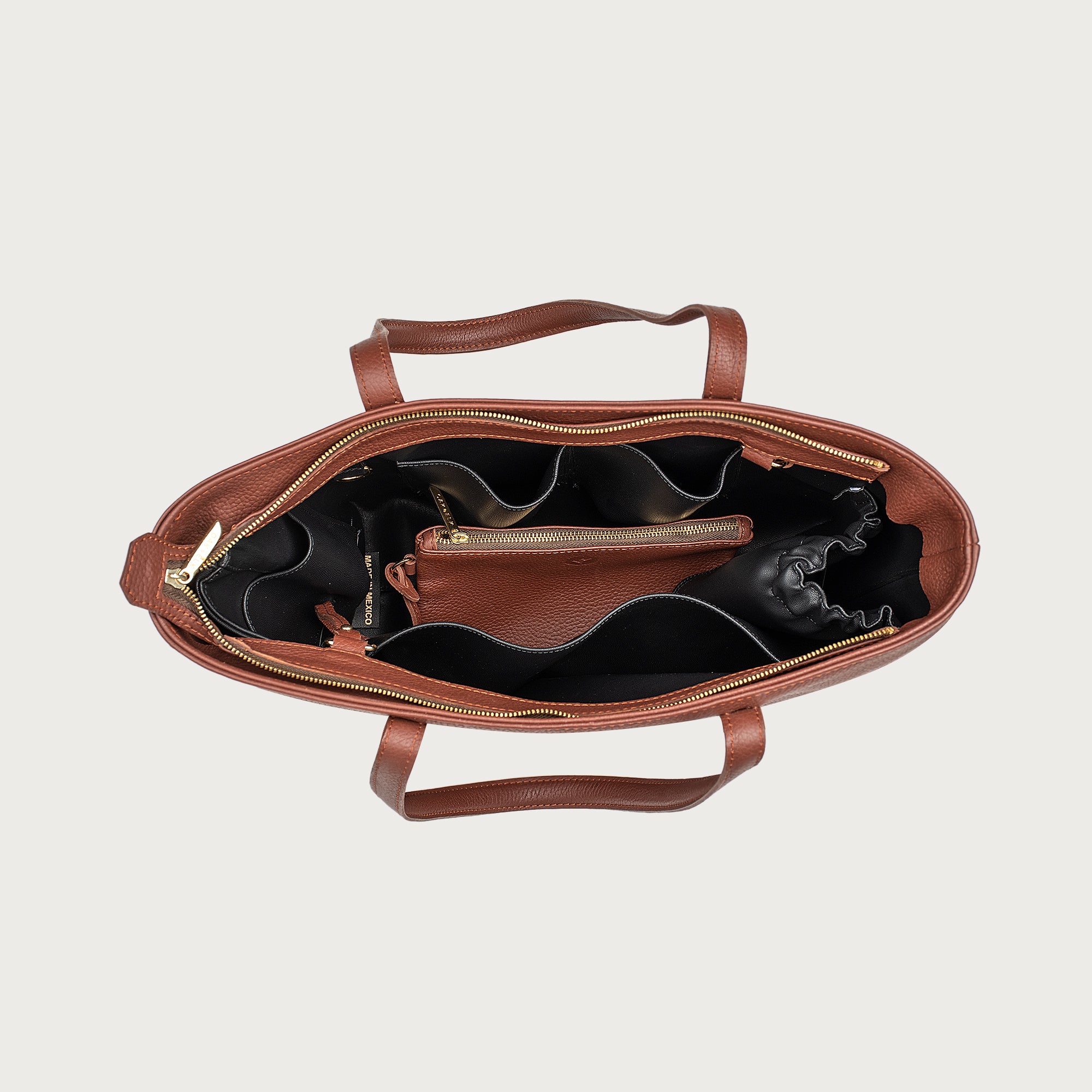  Vegan Leather Handbag Organizer in Dark Beige Color